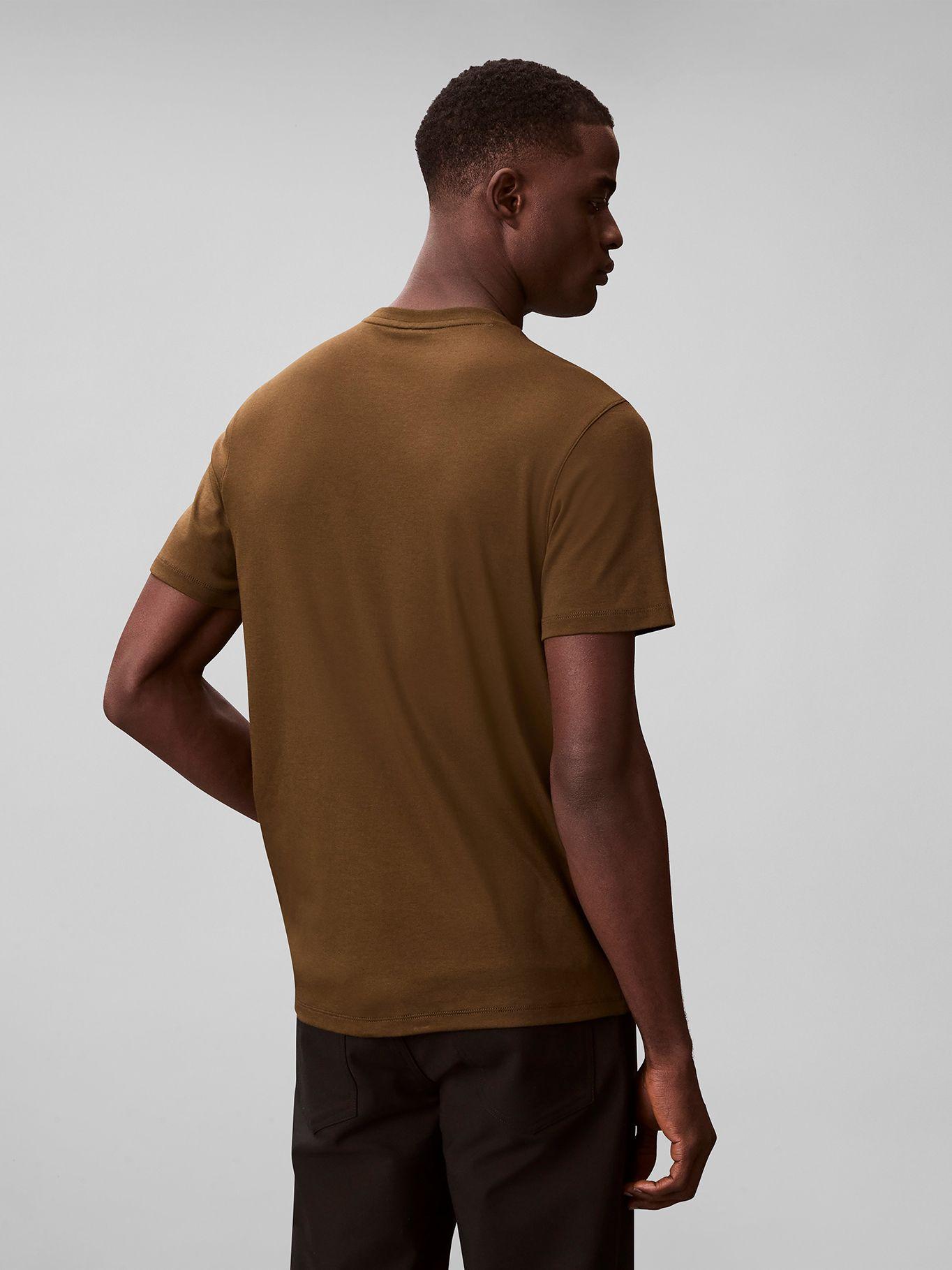 Polera Algodón Supima Logo Bordado Cafe Calvin Klein-2