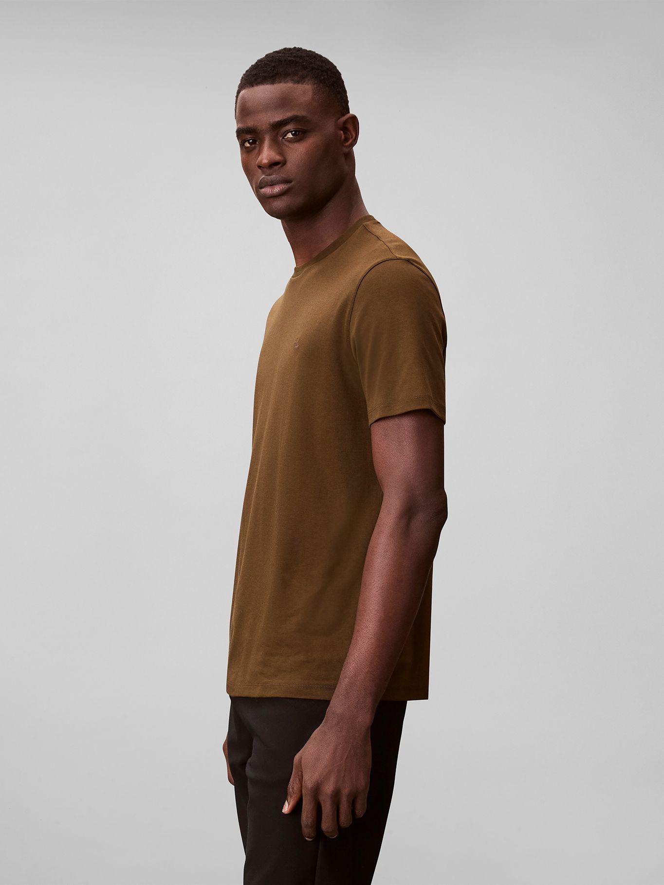 Polera Algodón Supima Logo Bordado Cafe Calvin Klein-3
