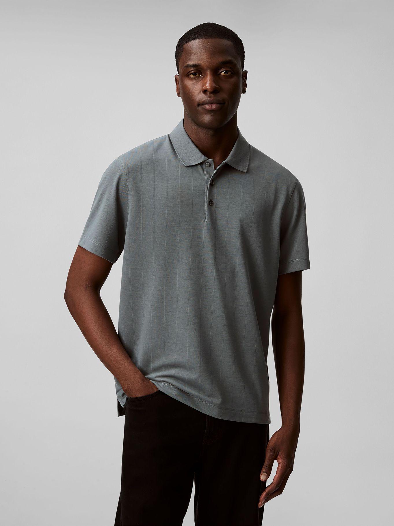 Polo Elástico con Rayas Gris Calvin Klein-0