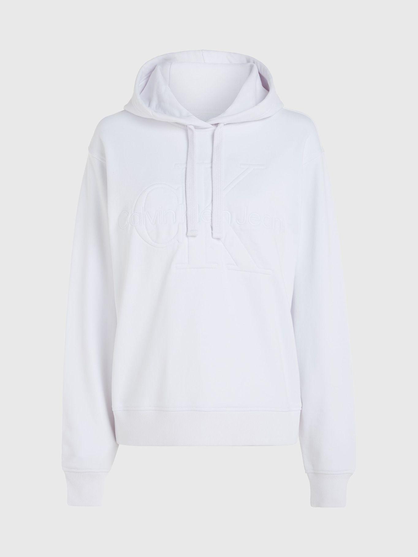 Polerón con Gorro Premium Monologo Blanco Calvin Klein-4