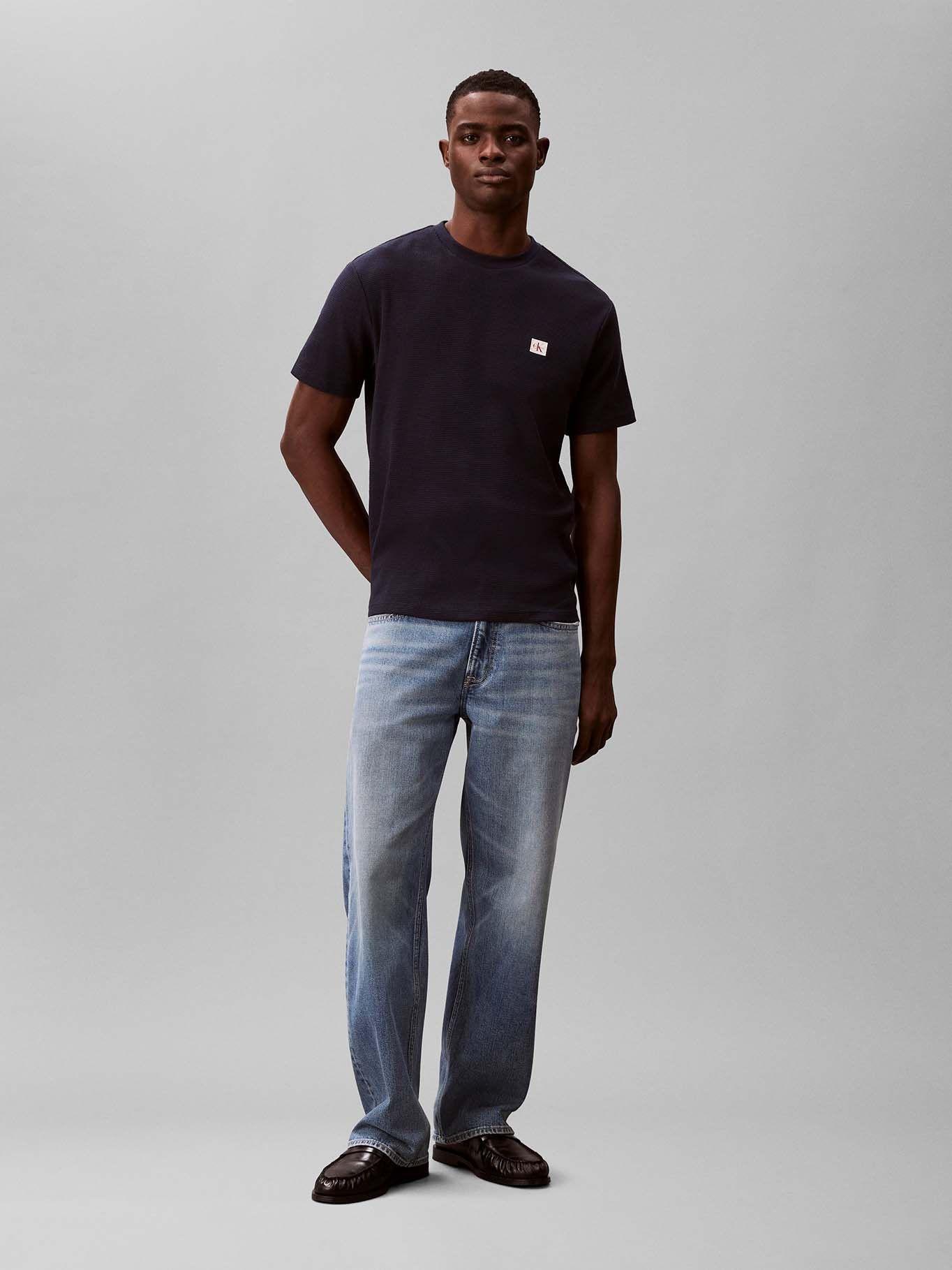 Polera en Tejido Waffle con Etiqueta Azul Calvin Klein-1