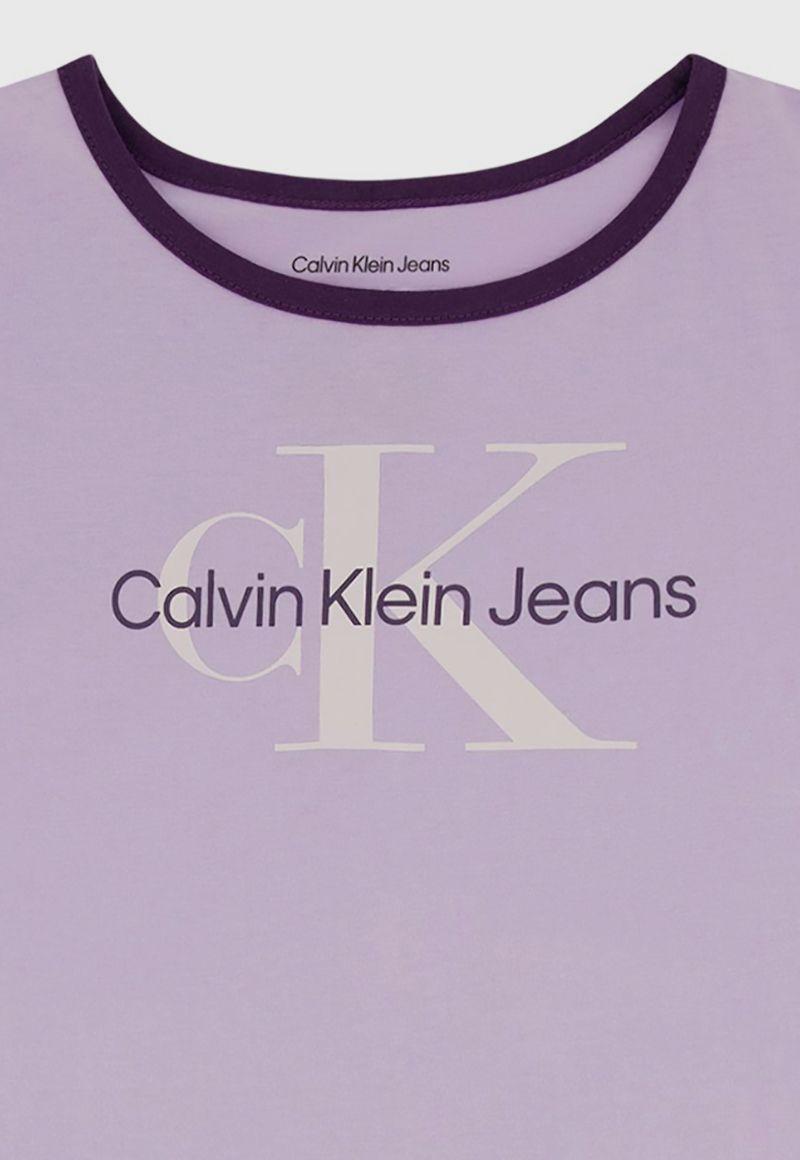 Polera Niña Ringer Monogram Lila Calvin Klein-1