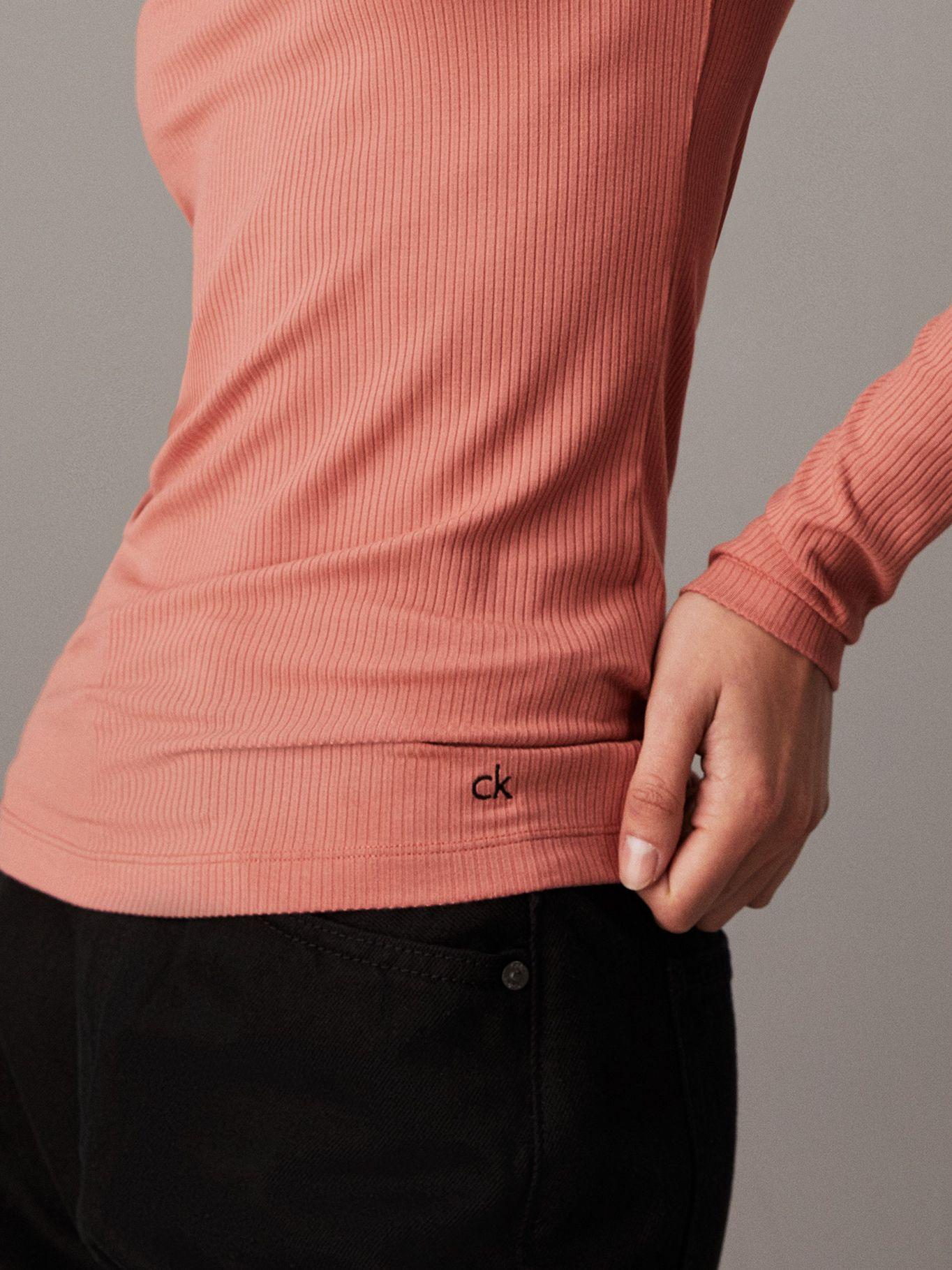 Sweater Modal Rib Mock Neck Rosado Calvin Klein-3
