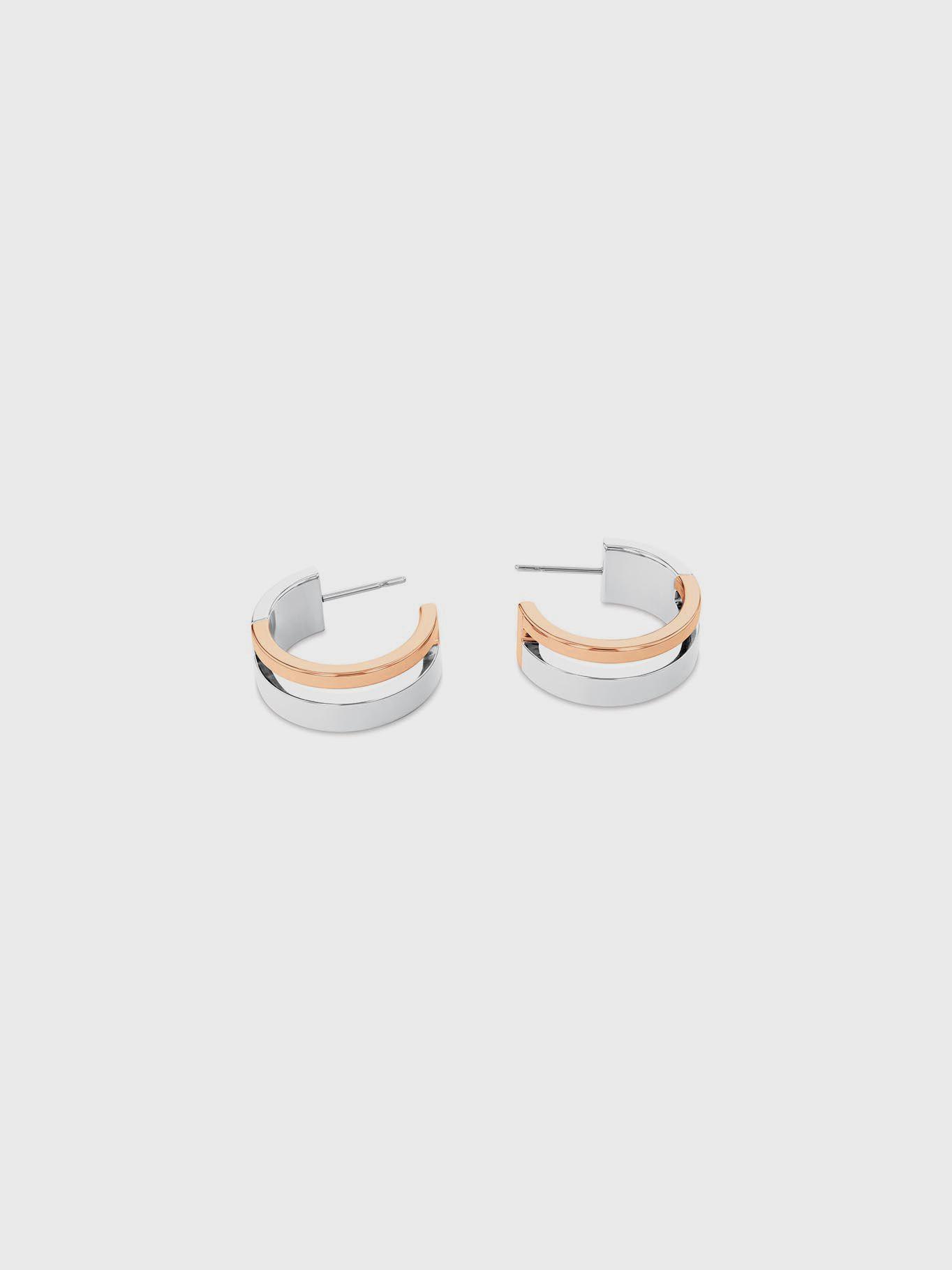 Aros Argollas Sculptural Hinged Plateado Calvin Klein-1