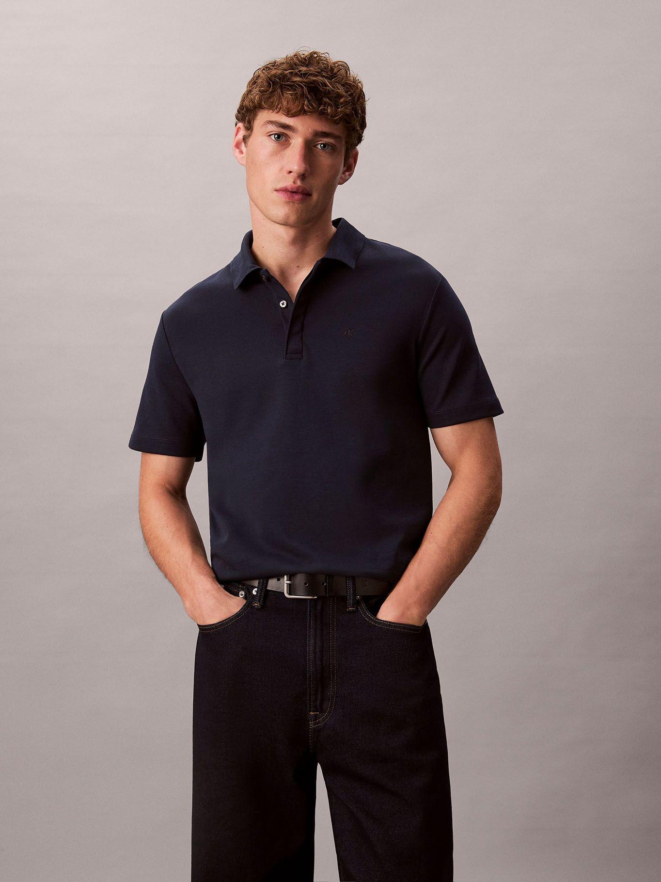 Polo de Algodón Interlock Azul Calvin Klein-4
