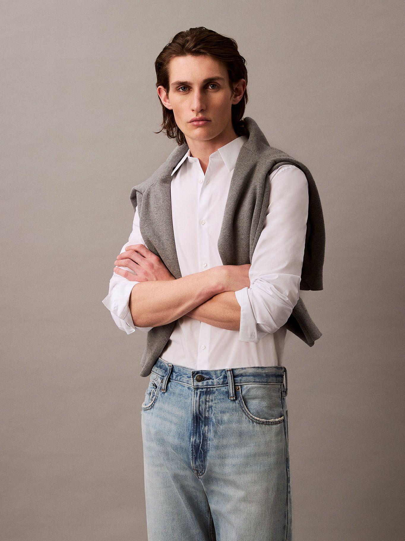 Camisa Slim Fit Elástica Blanco Calvin Klein-0