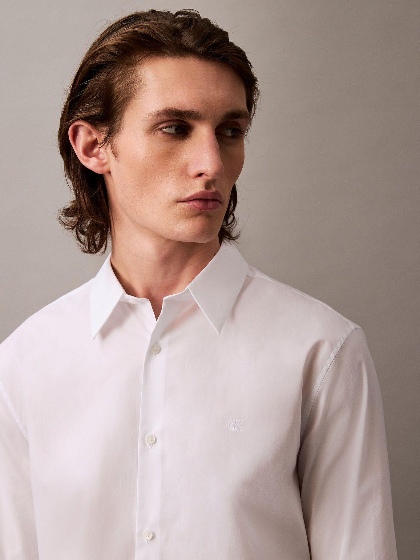 Camisa Slim Fit Elástica Blanco Calvin Klein-3