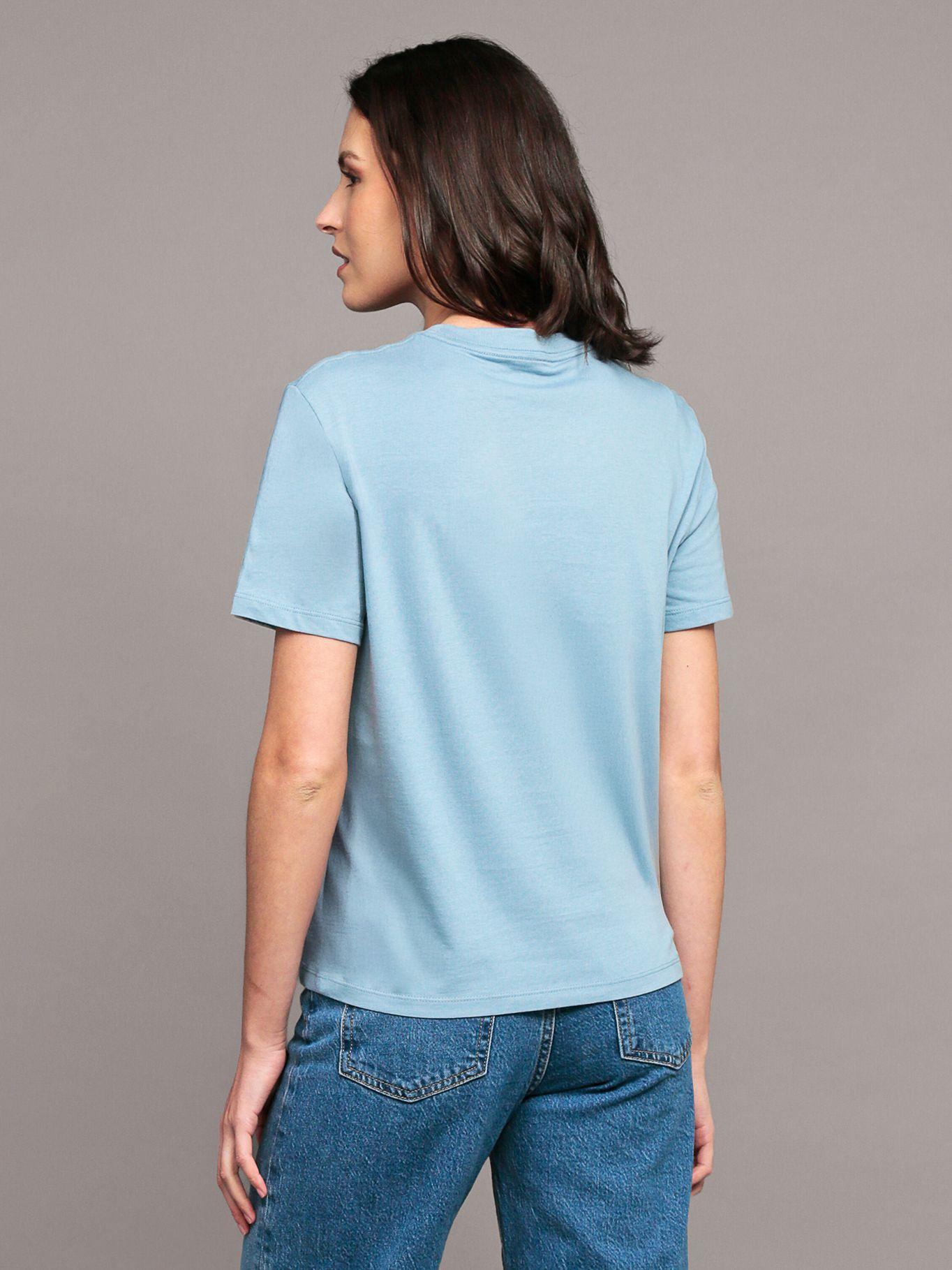 Polera classic con monograma Celeste Calvin Klein-3