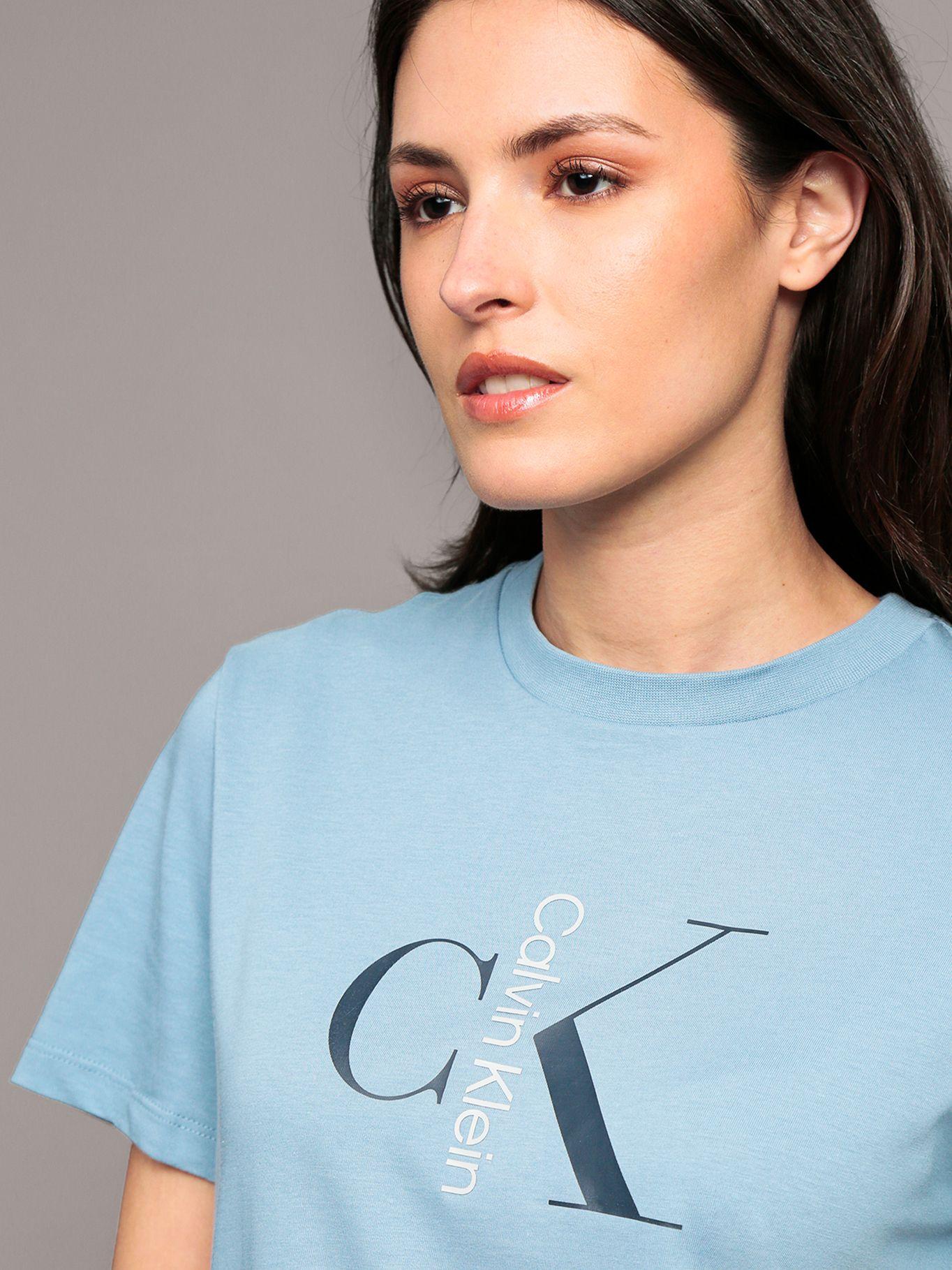Polera classic con monograma Celeste Calvin Klein-4