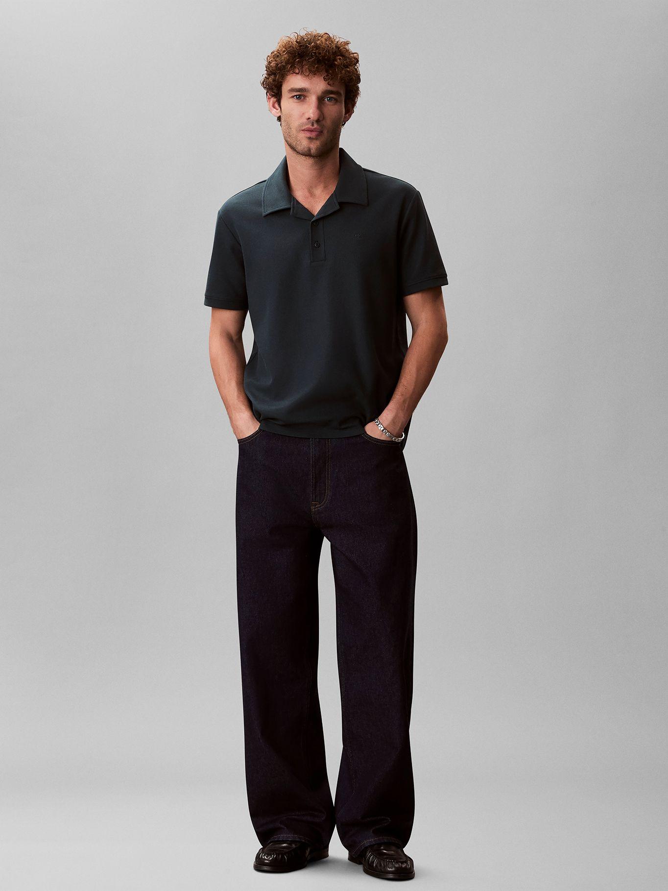 Polo Easy Micro Waffle con Logo Verde Calvin Klein-1