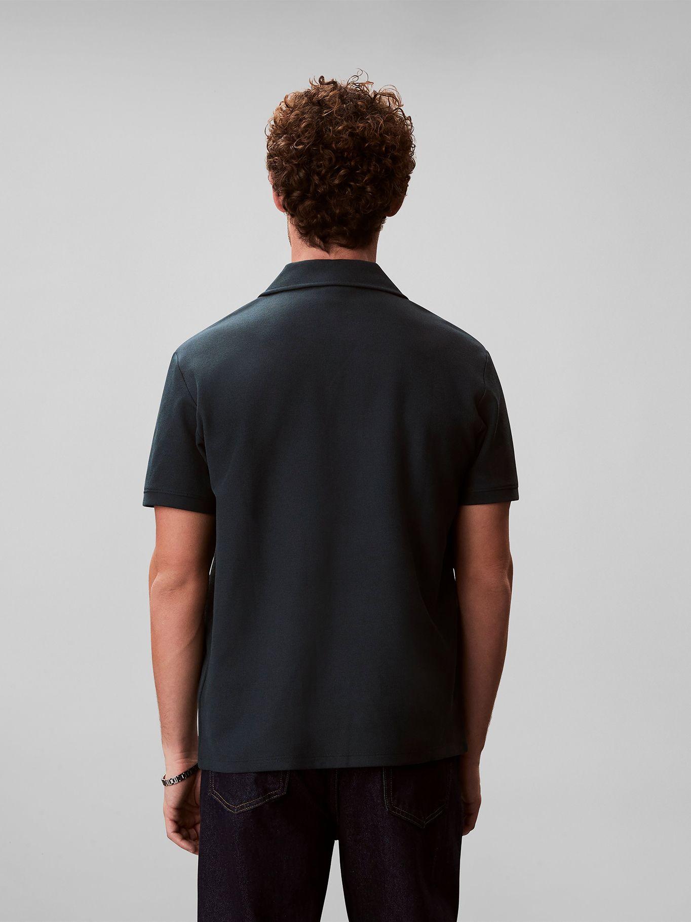 Polo Easy Micro Waffle con Logo Verde Calvin Klein-2
