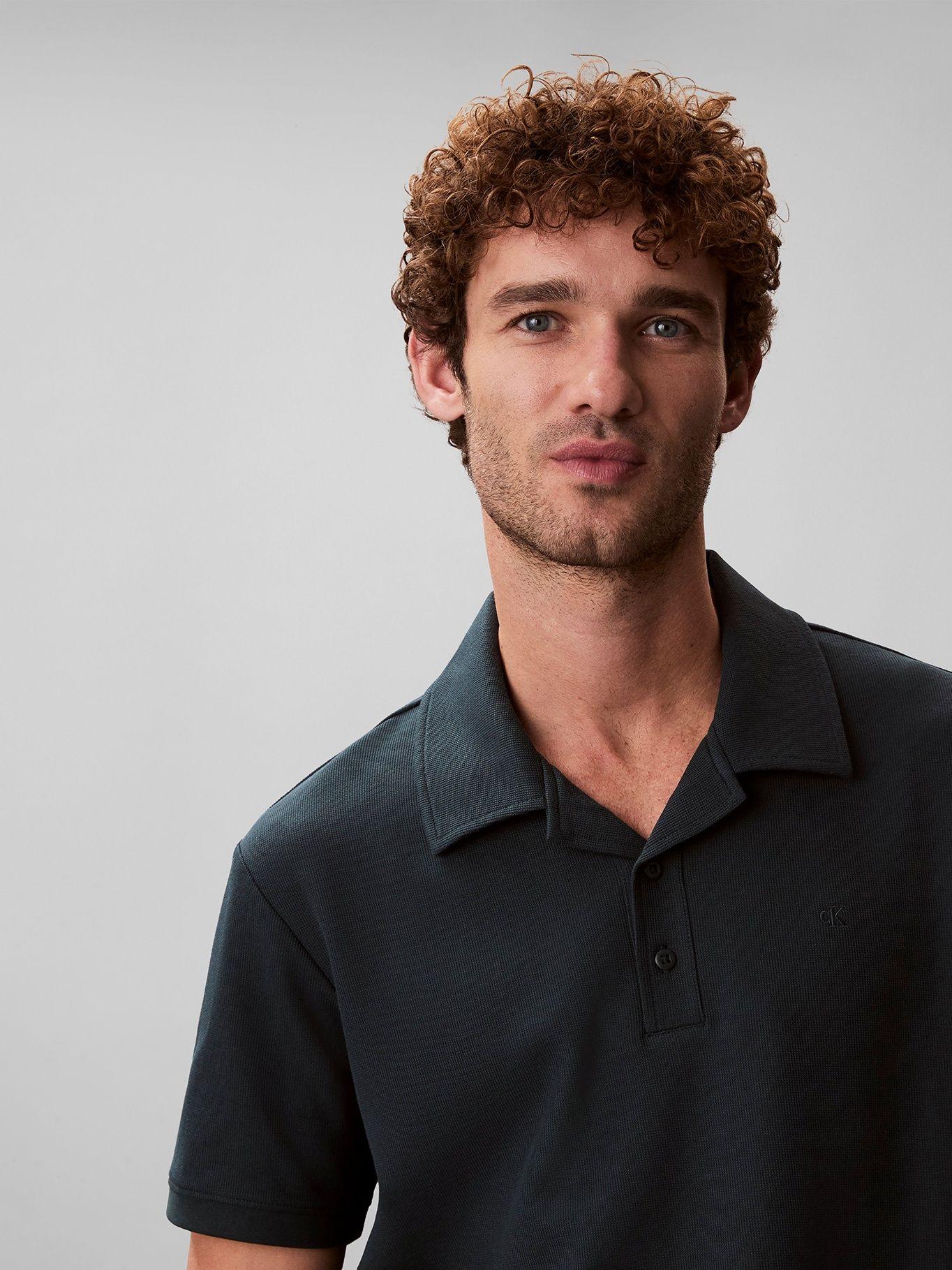Polo Easy Micro Waffle con Logo Verde Calvin Klein-4