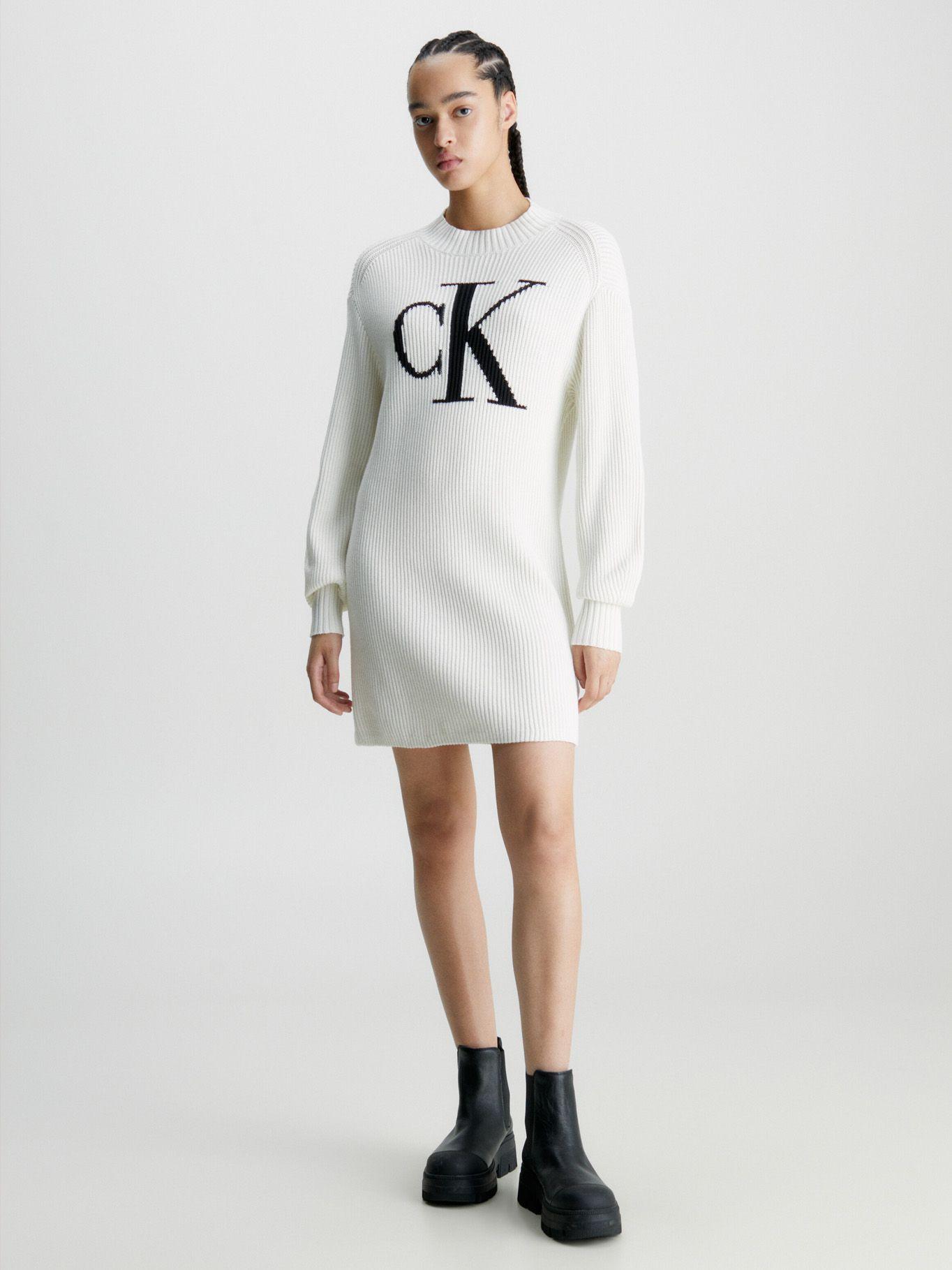 Vestido Sweater Ck Intarsia Blanco Calvin Klein-0