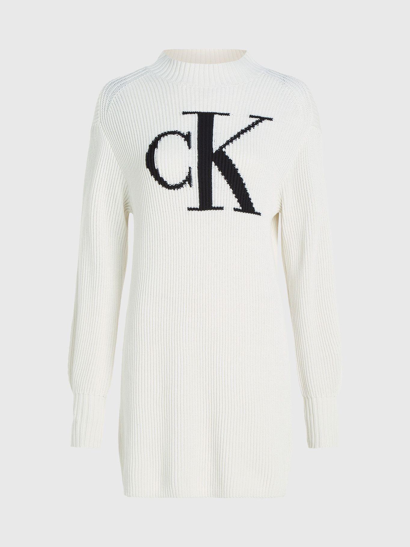 Vestido Sweater Ck Intarsia Blanco Calvin Klein-4