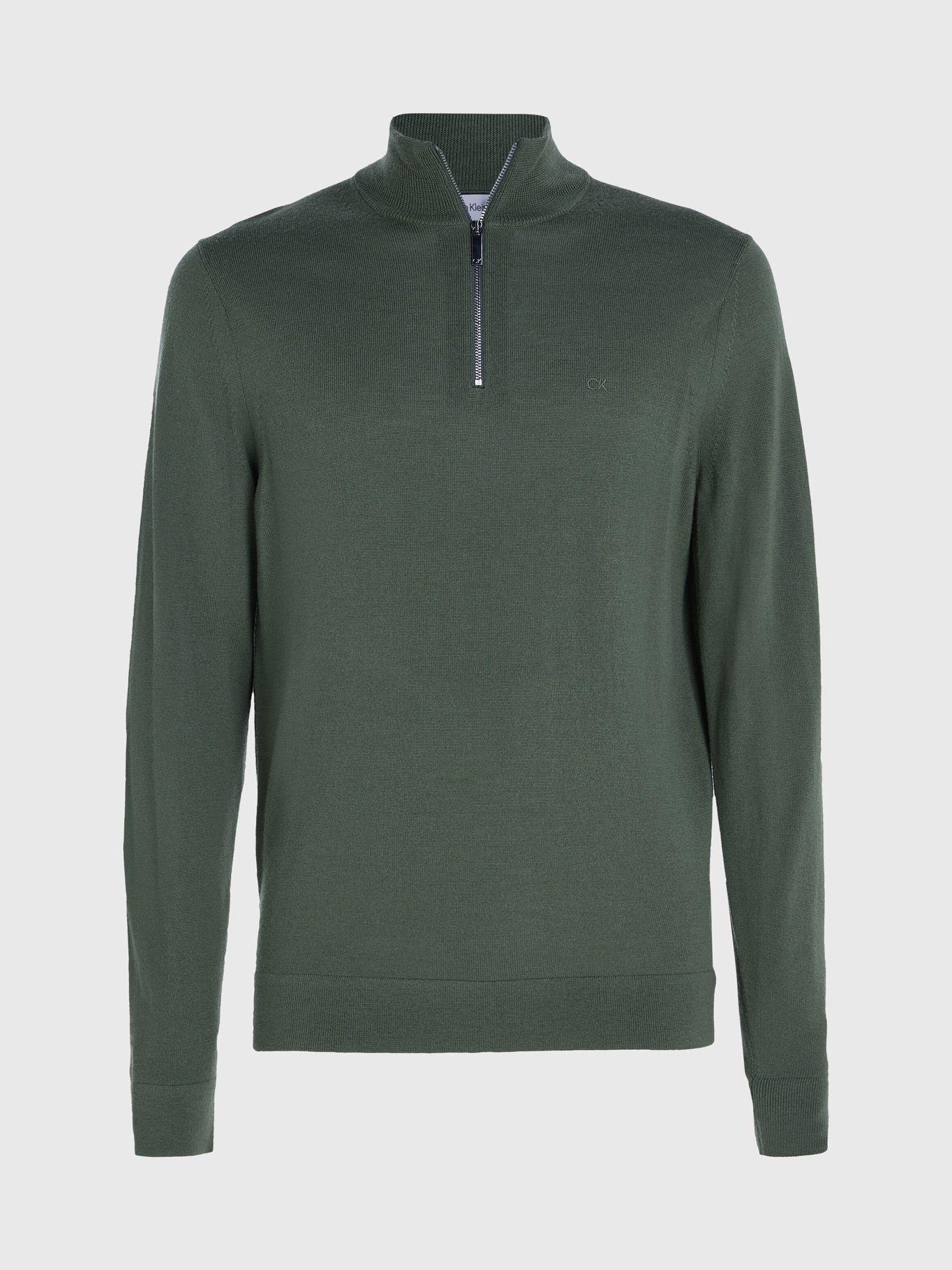 Sweater con Cierre Merino Quarter Verde Calvin Klein-4