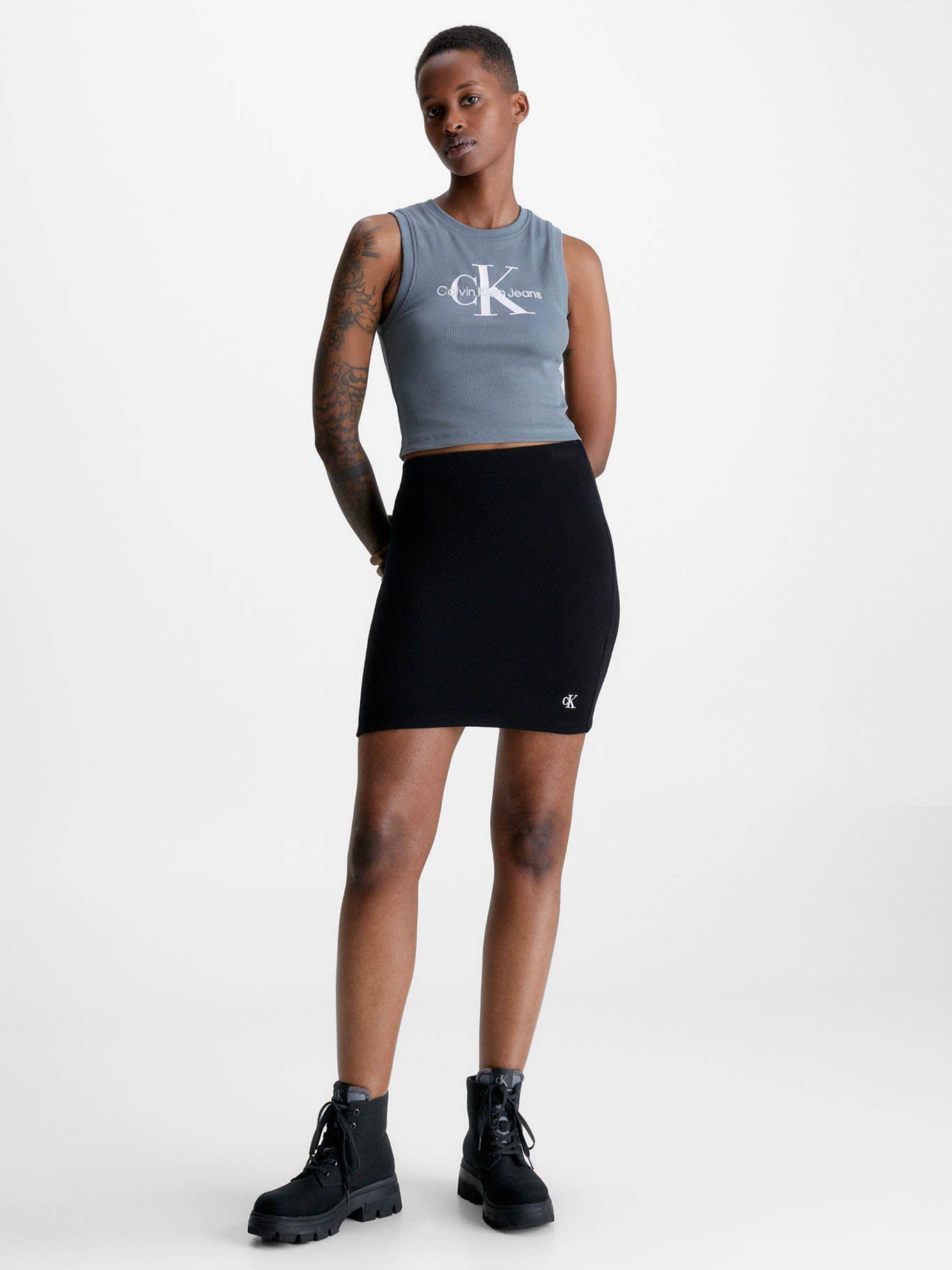 Minifalda elástica milrayas Negro Calvin Klein-1