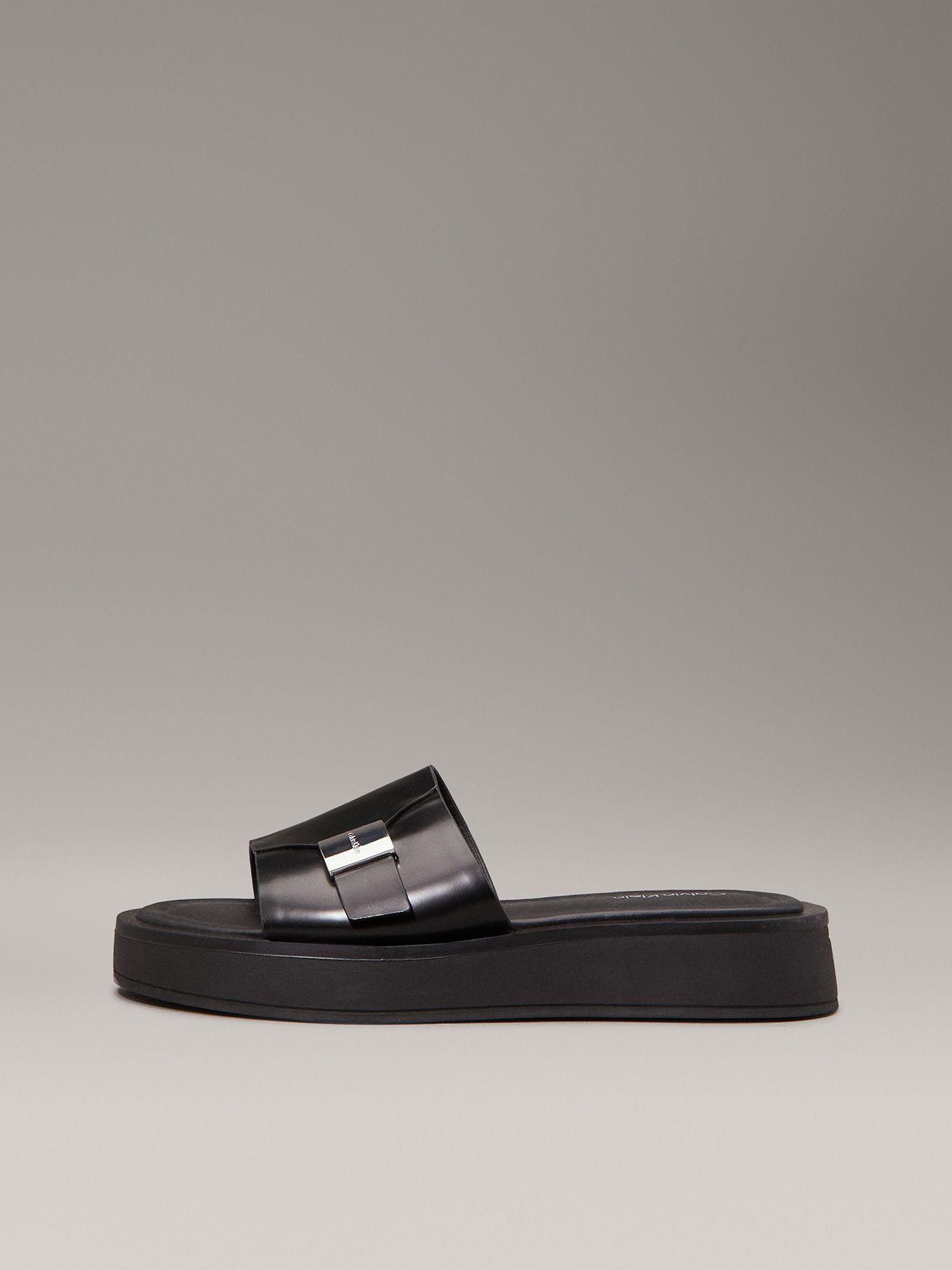 Sandalias de Cuero Flatform Negro Calvin Klein Mujer-5