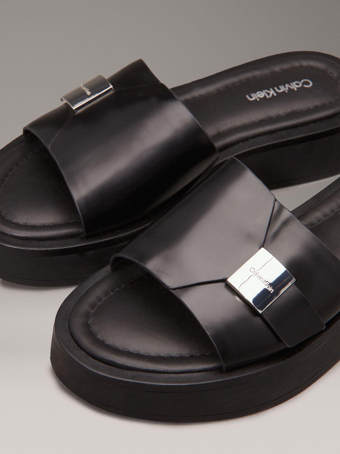 Sandalias de Cuero Flatform Negro Calvin Klein Mujer-6
