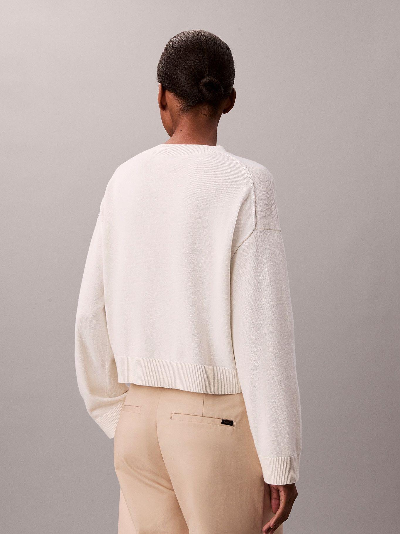 Sweater Tejido con Logo Estampado Blanco Calvin Klein-2