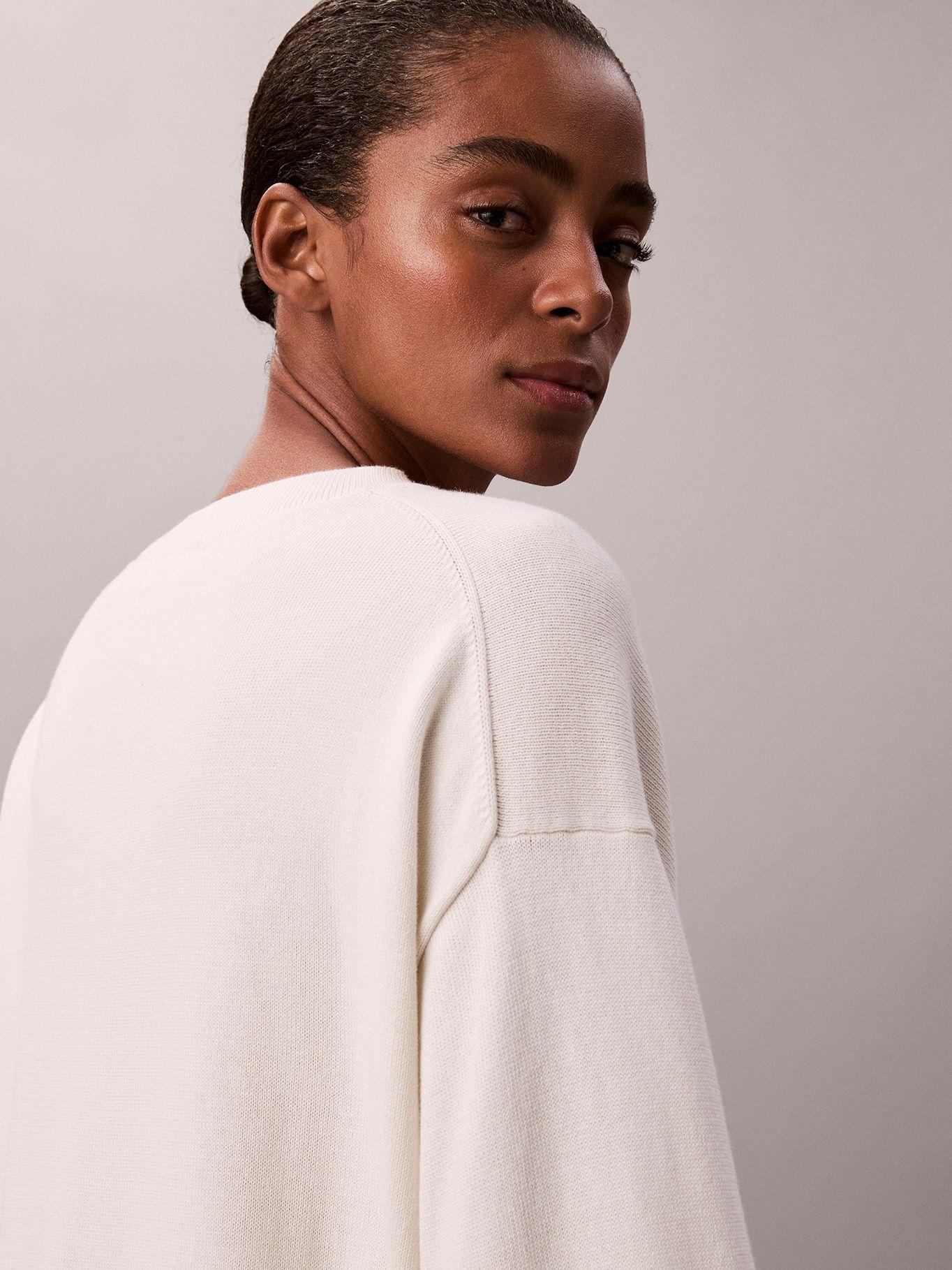 Sweater Tejido con Logo Estampado Blanco Calvin Klein-3