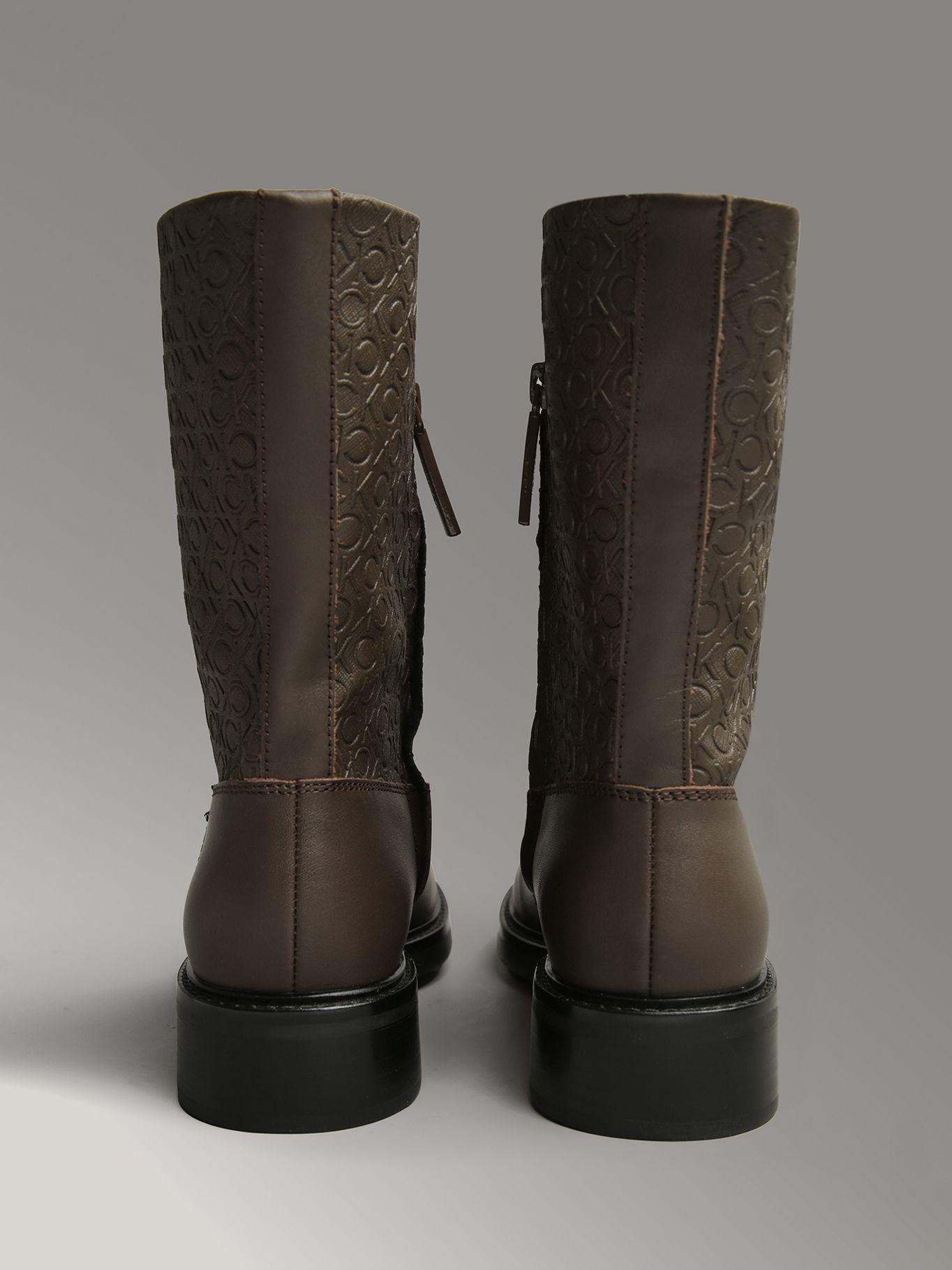 Botas Flat Ankle Mix Café Calvin Klein-1