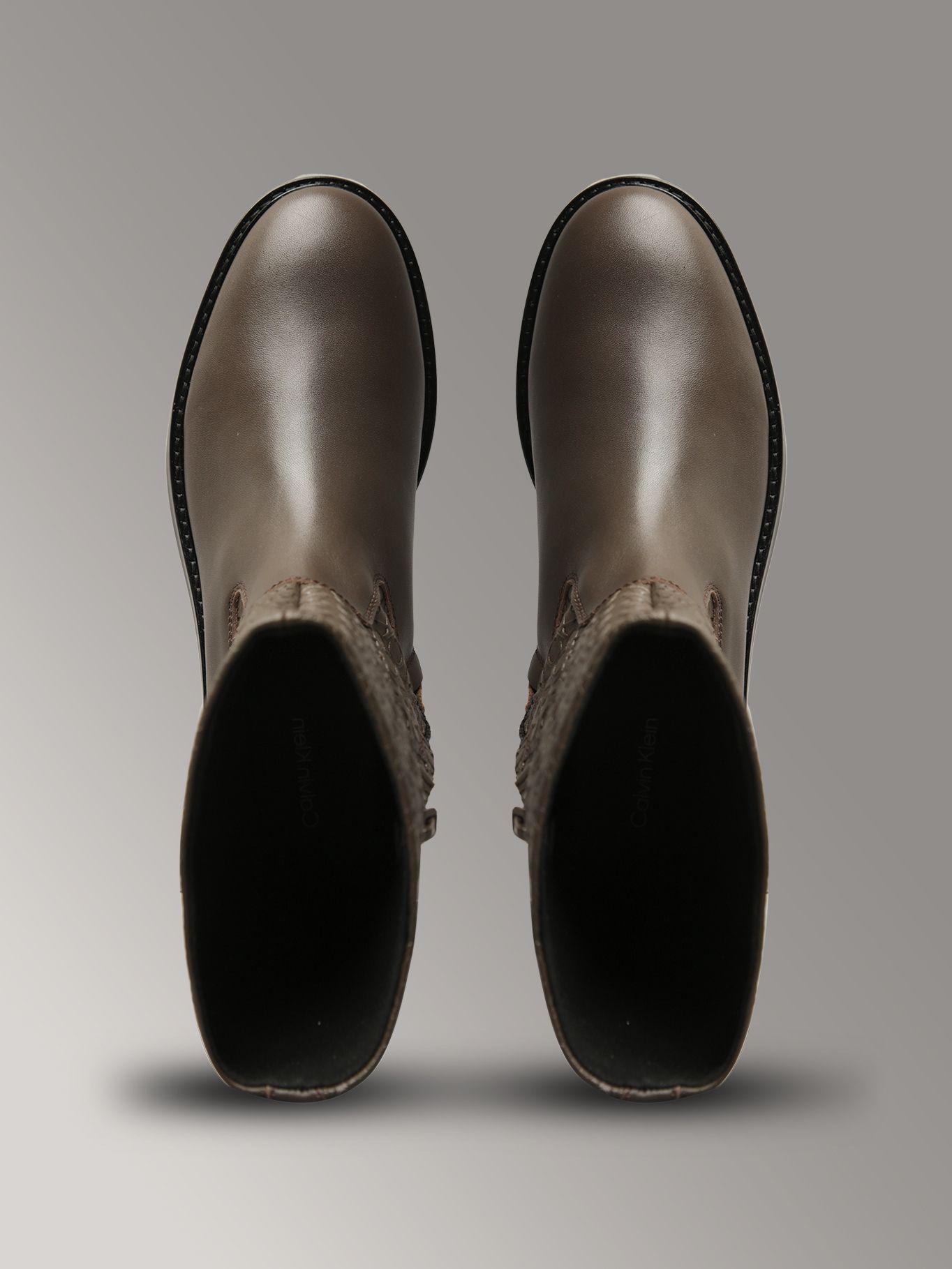 Botas Flat Ankle Mix Café Calvin Klein-2