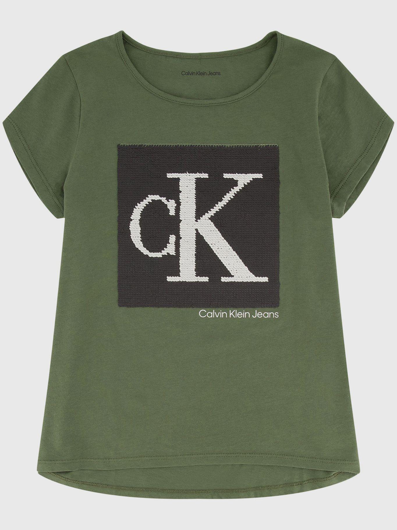 Polera Niña Monogram Sequin Verde Calvin Klein-0