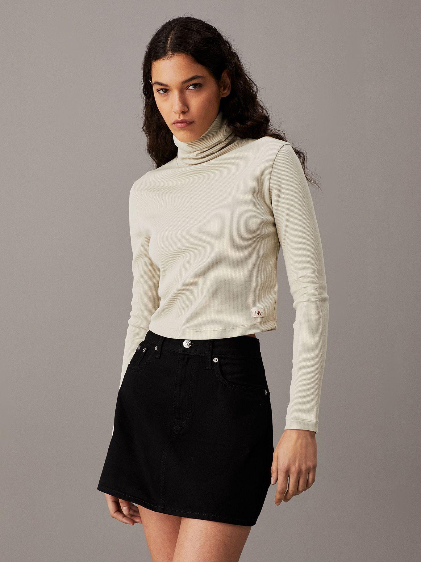 Polera LS Woven Label Crema Calvin Klein-0