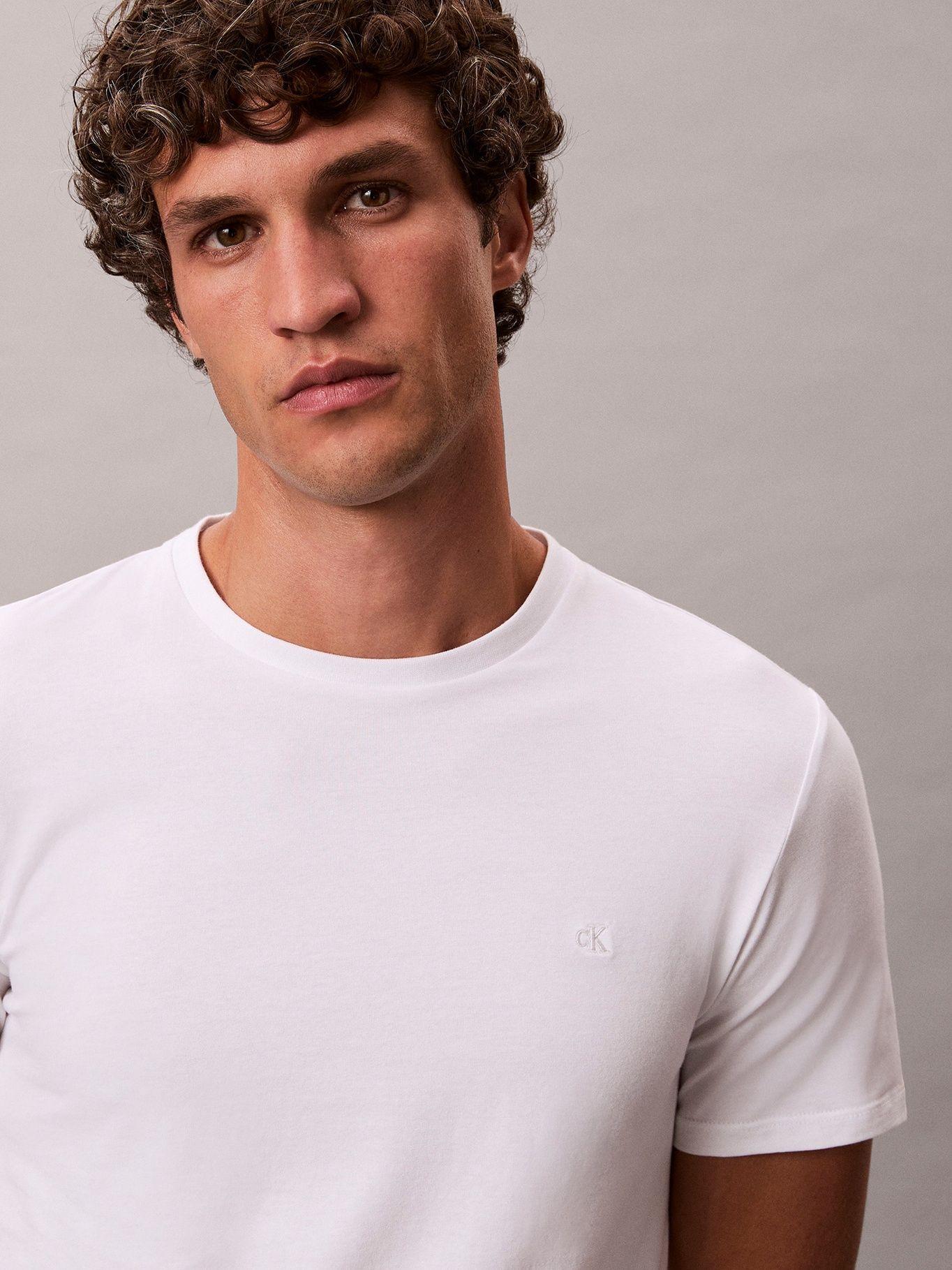 Polera Slim de Manga Corta Blanco Calvin Klein-4