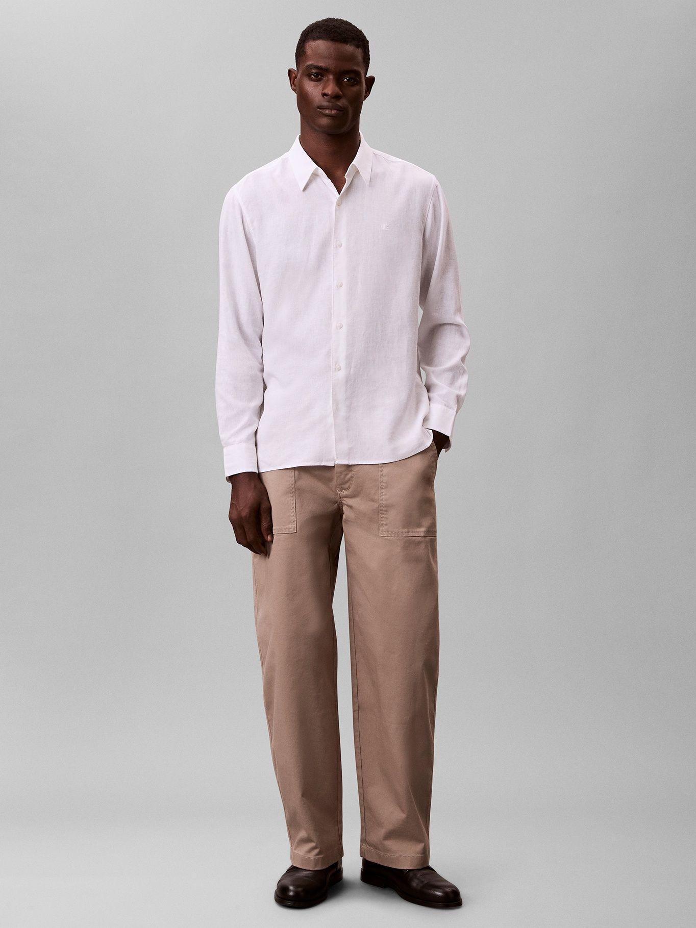 Camisa Easy Fit de Lino Blanco Calvin Klein-1