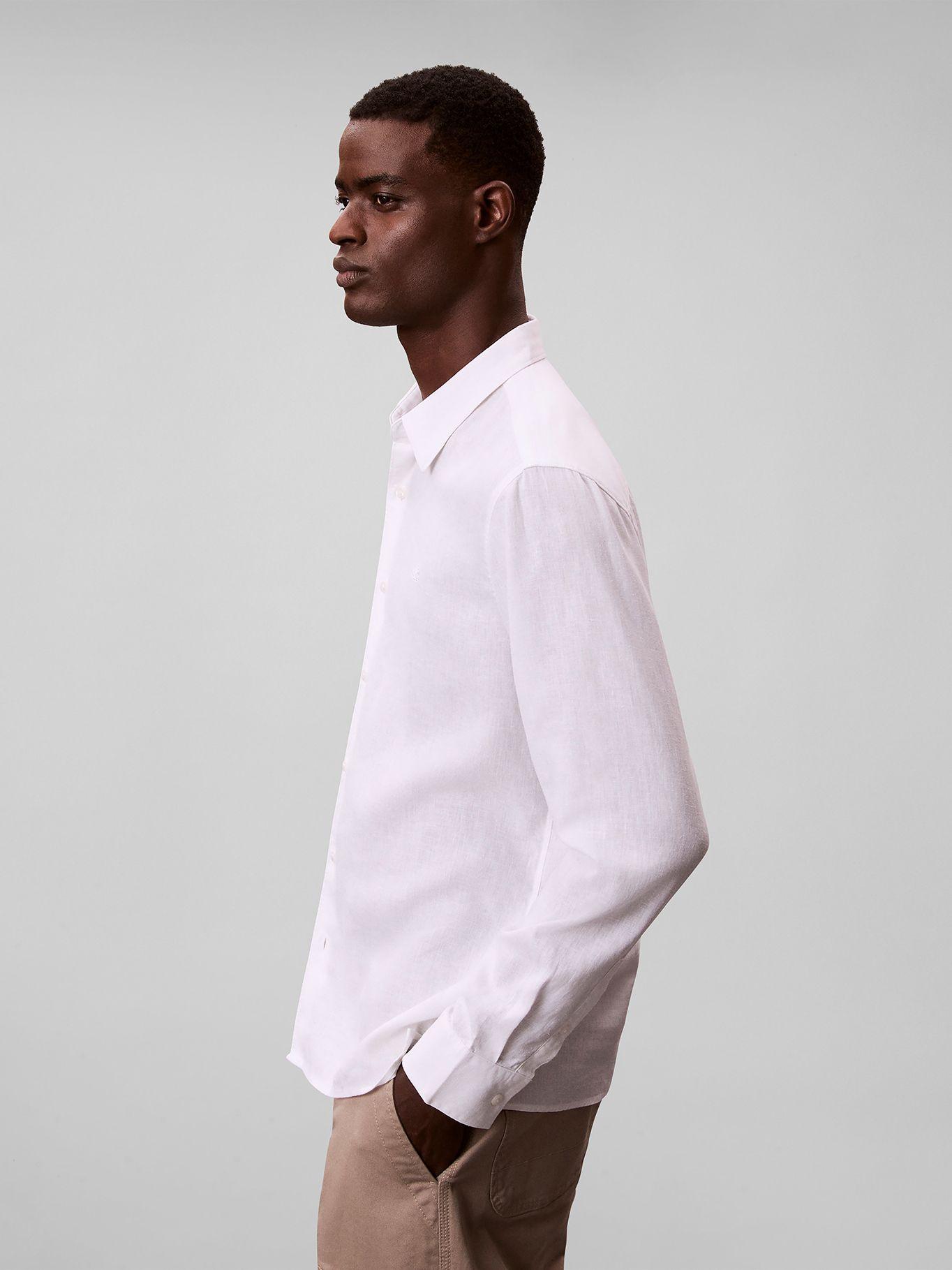 Camisa Easy Fit de Lino Blanco Calvin Klein-3