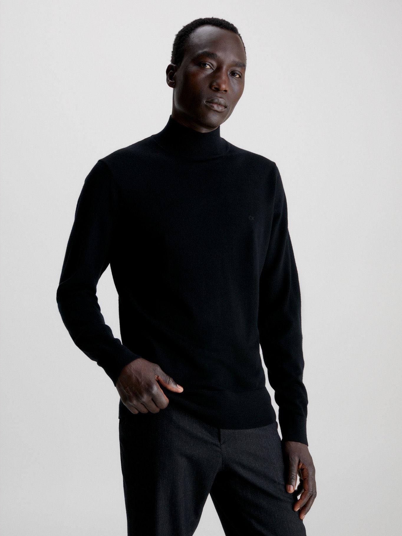 Sweater Cuello Alto Merino Mock Negro Calvin Klein-0
