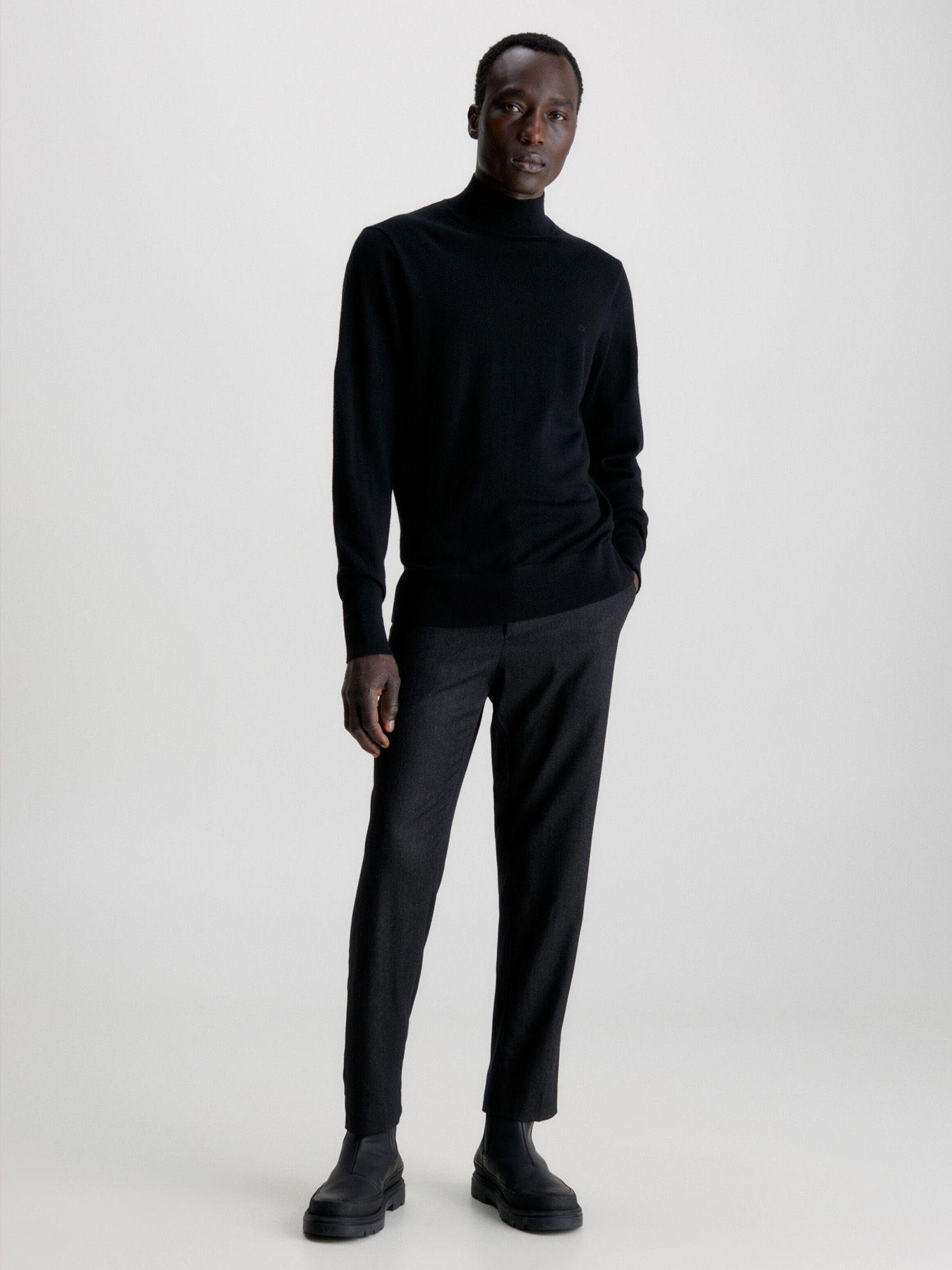 Sweater Cuello Alto Merino Mock Negro Calvin Klein-1