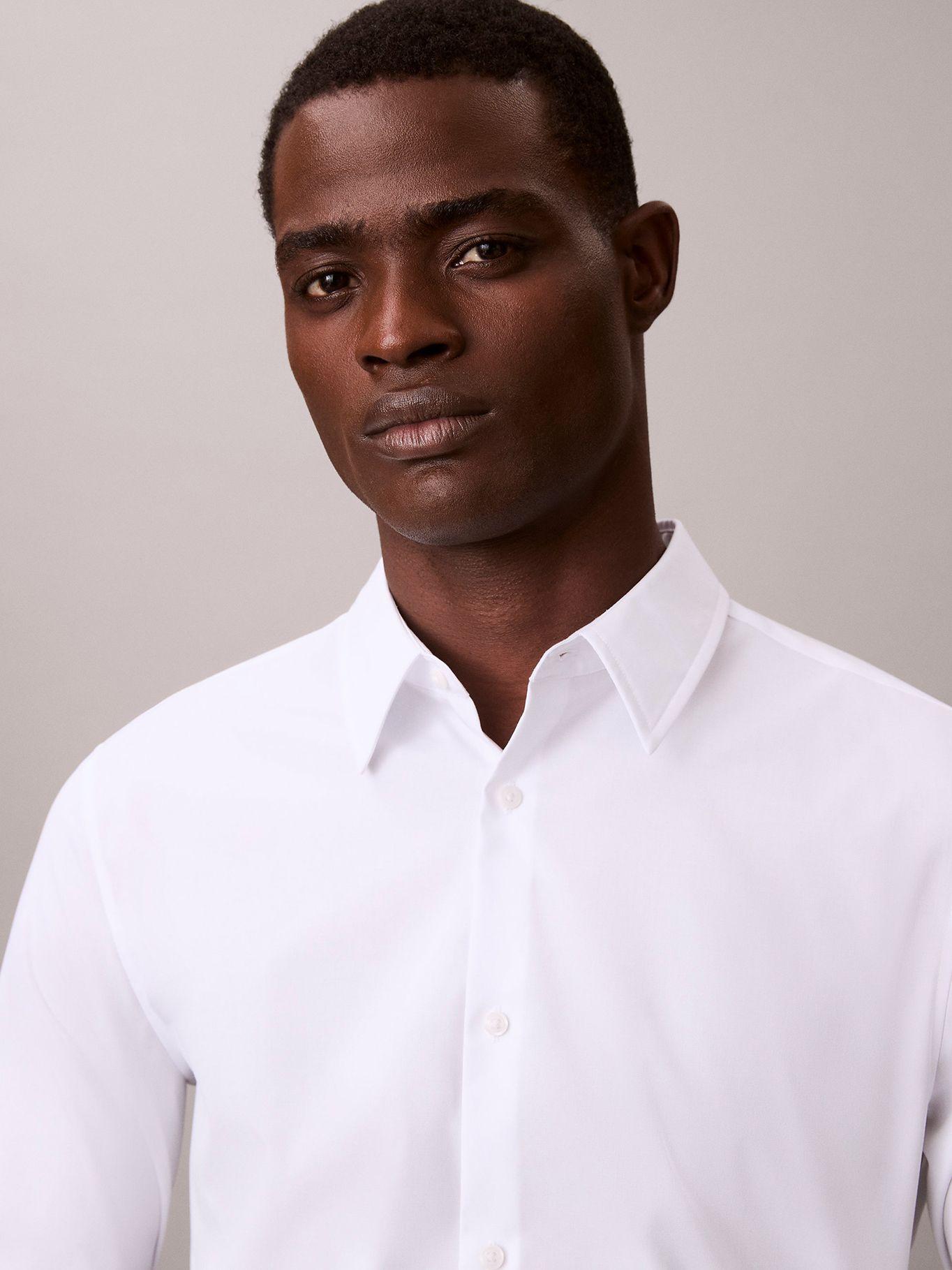 Camisa Slim Stretch Algodón Supima Blanco Calvin Klein-4