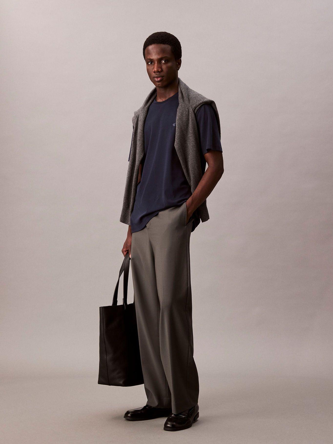 Polera de Logo Bordado Supima Azul Calvin Klein-1