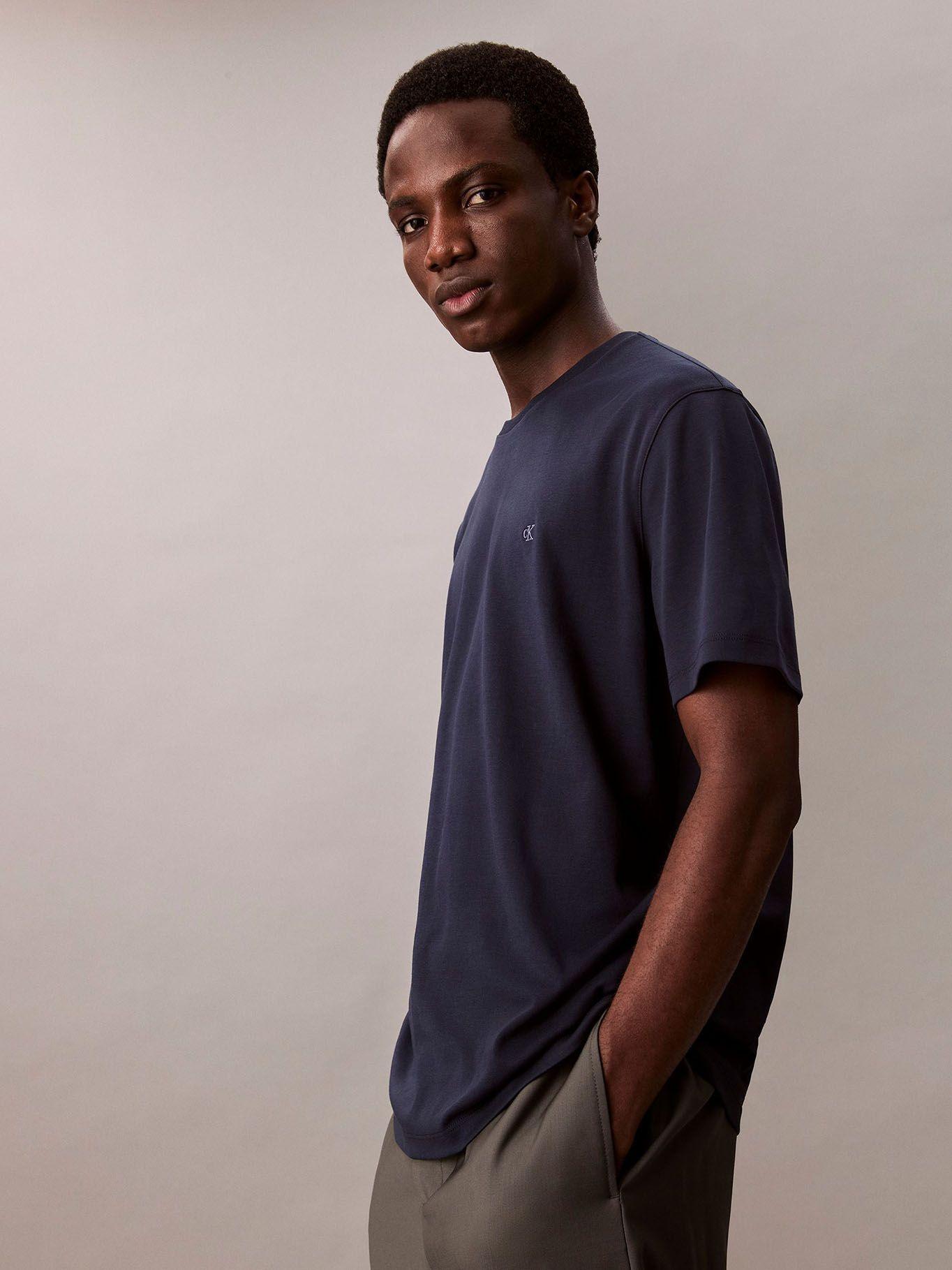 Polera de Logo Bordado Supima Azul Calvin Klein-3