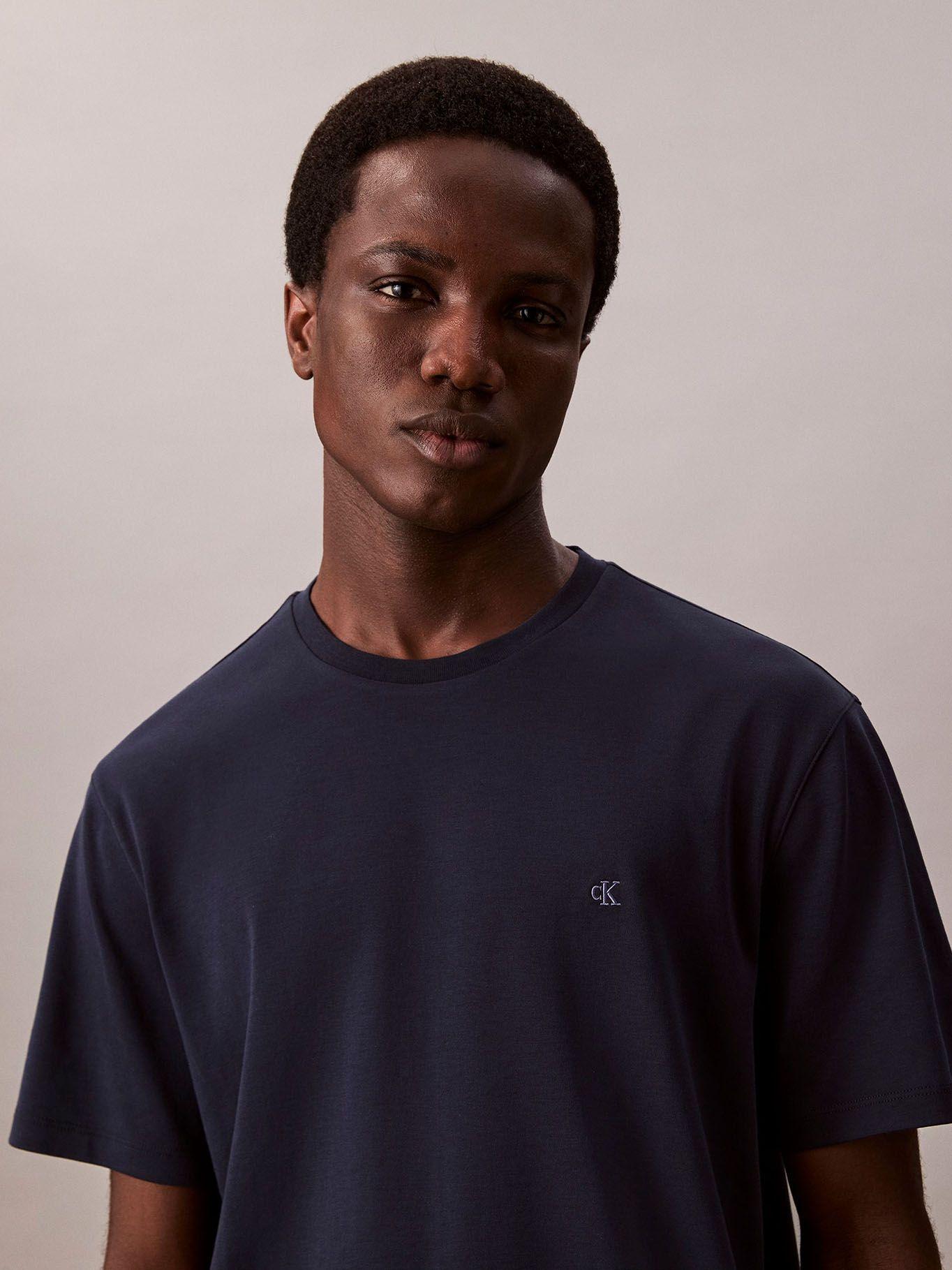 Polera de Logo Bordado Supima Azul Calvin Klein-4