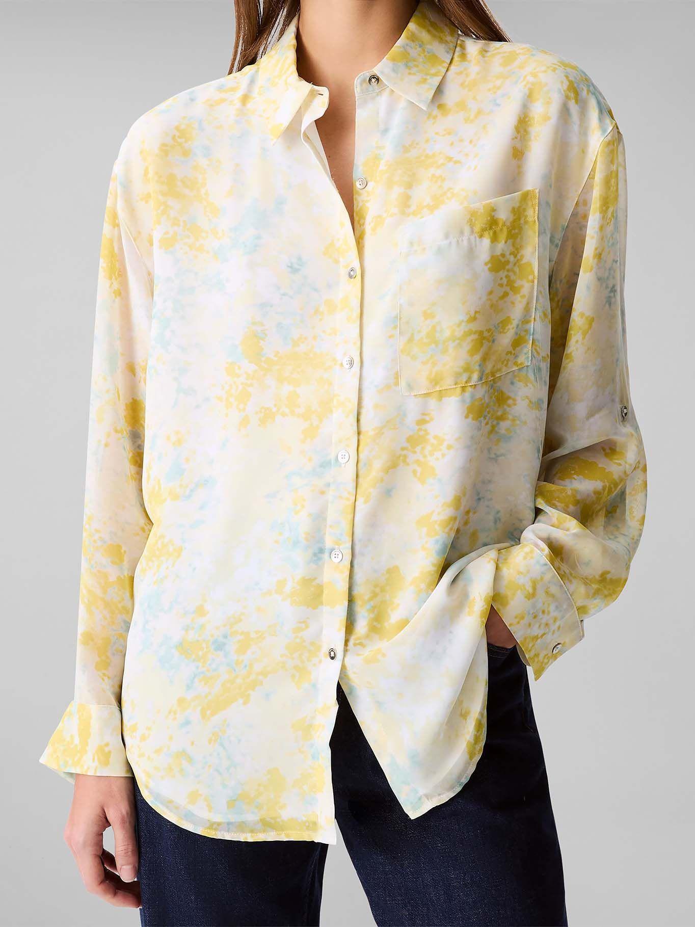 Blusa Bolsillo Y Manga Enrollable Amarillo Calvin Klein-3