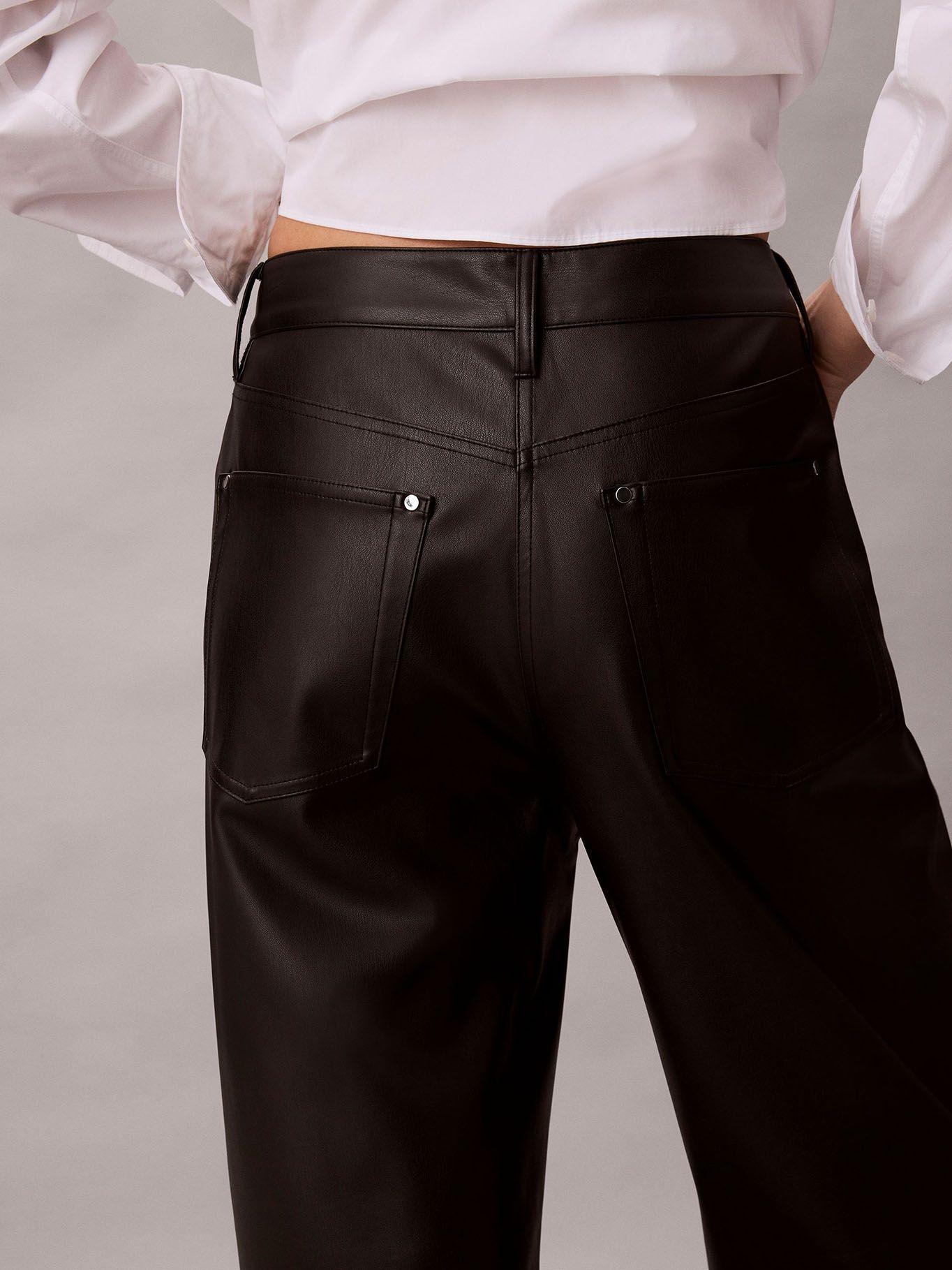 Pantalón Efecto Cuero Pierna Ancha Negro Calvin Klein-3