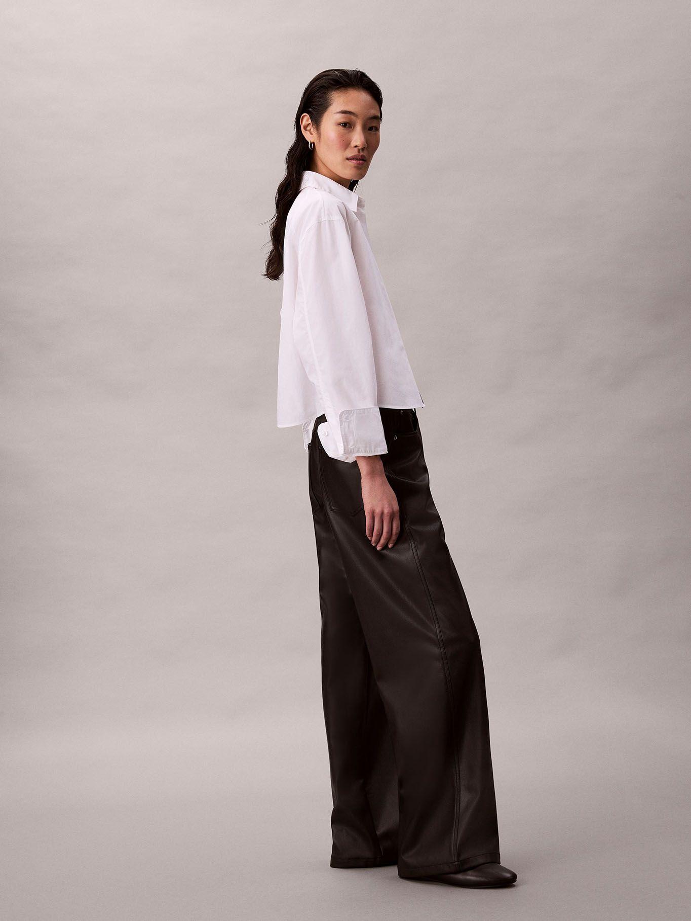 Pantalón Efecto Cuero Pierna Ancha Negro Calvin Klein-4