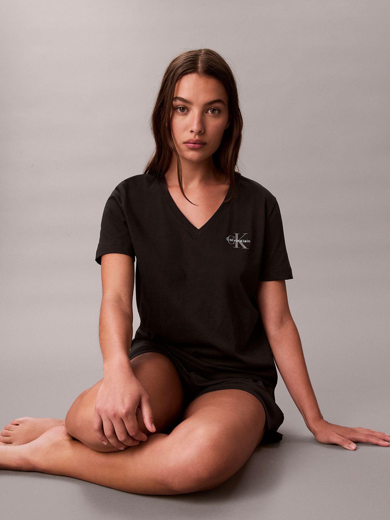 Pack de 2 Poleras con Cuello En V Negro Calvin Klein-4