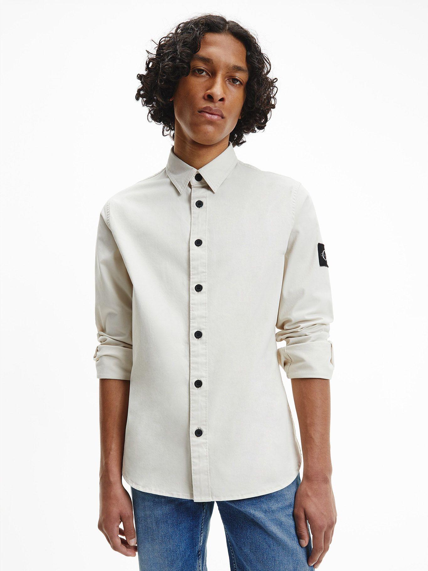 Camisa Monogram Badge Crema Calvin Klein-0