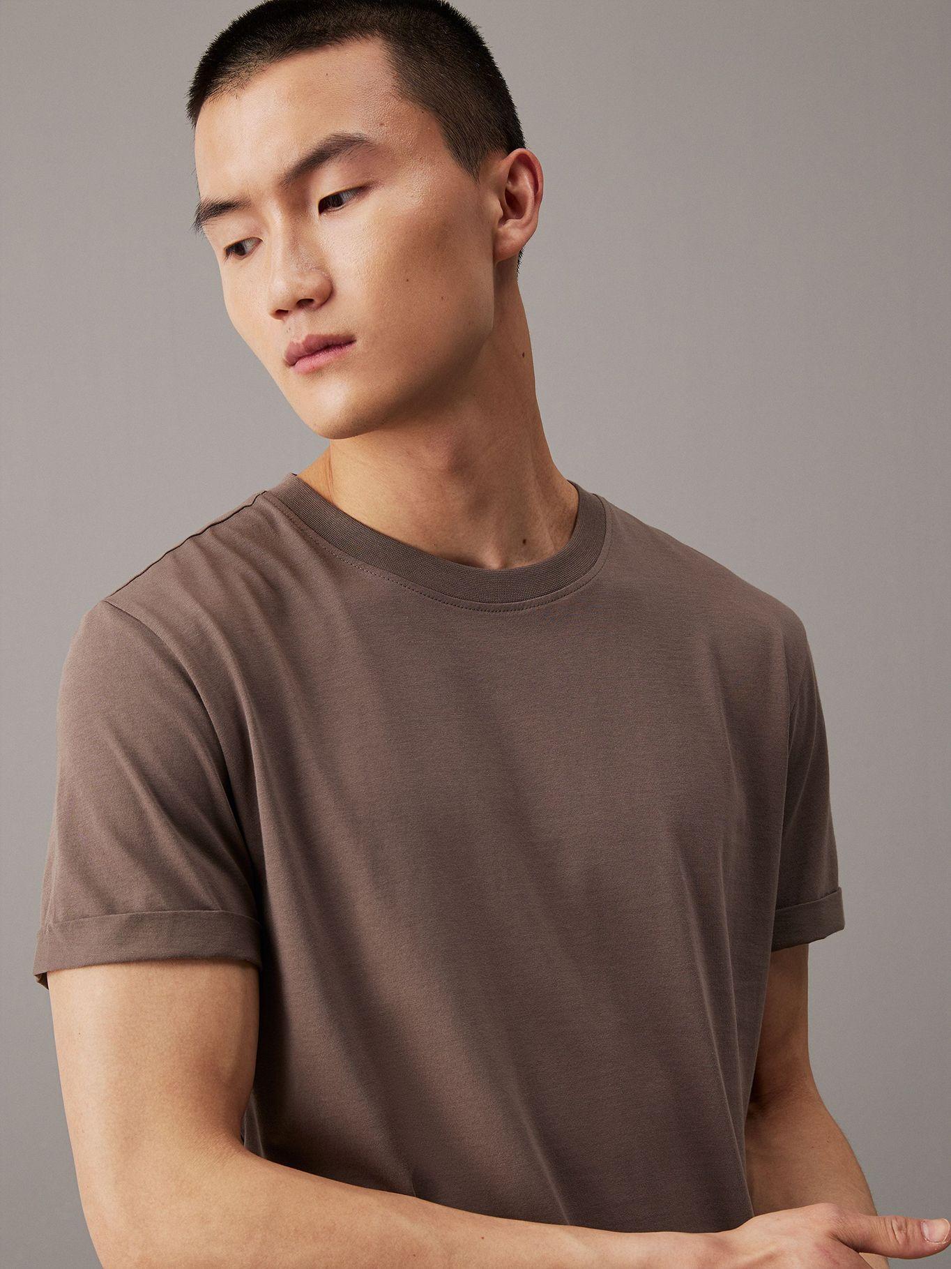 Polera Badge Turn Up Café Calvin Klein-3
