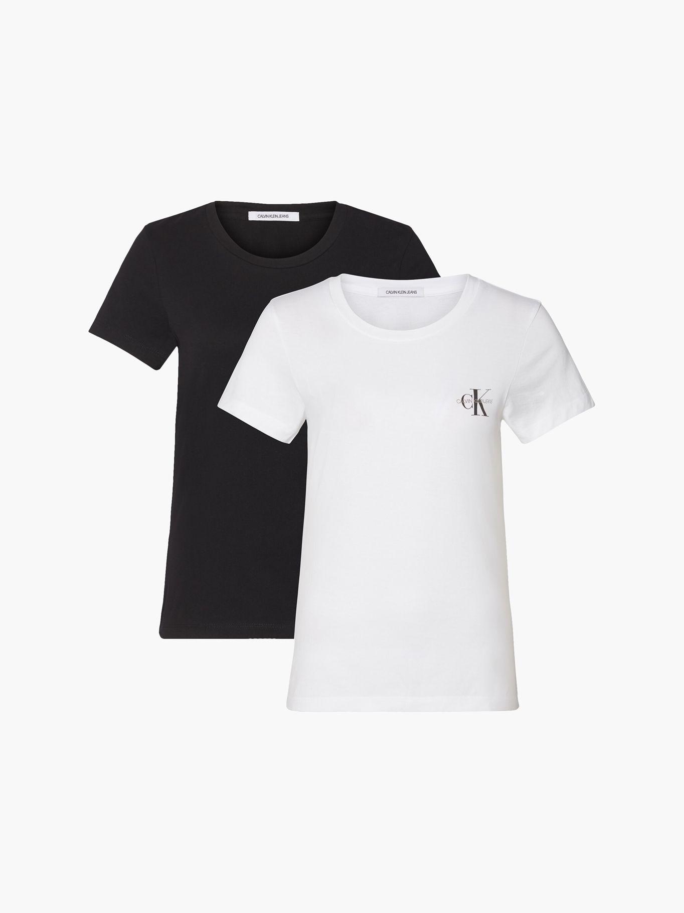 Polera 2 Pack Slim Negro/Blanco Calvin Klein Mujer-0