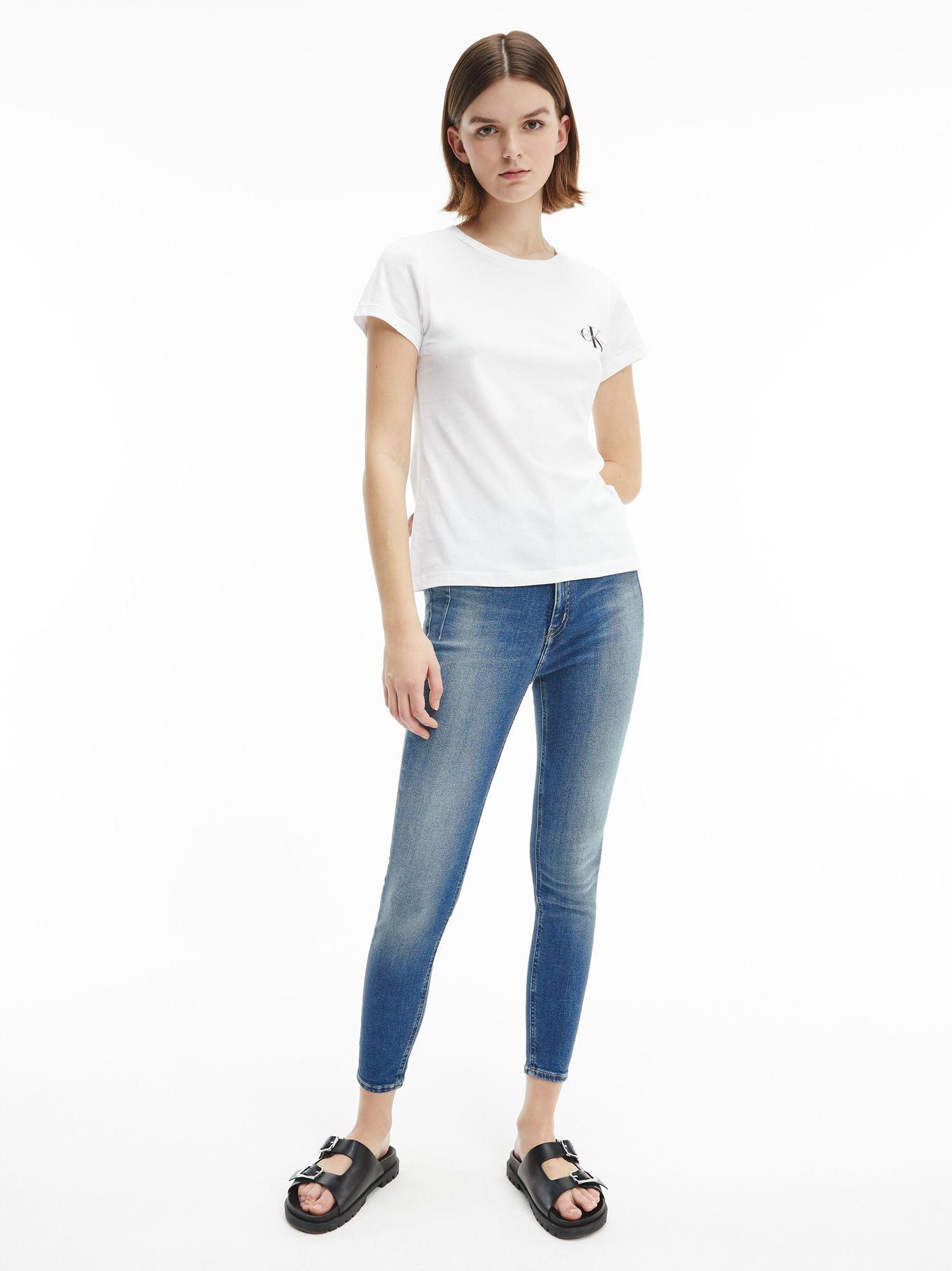 Polera 2 Pack Slim Negro/Blanco Calvin Klein Mujer-4