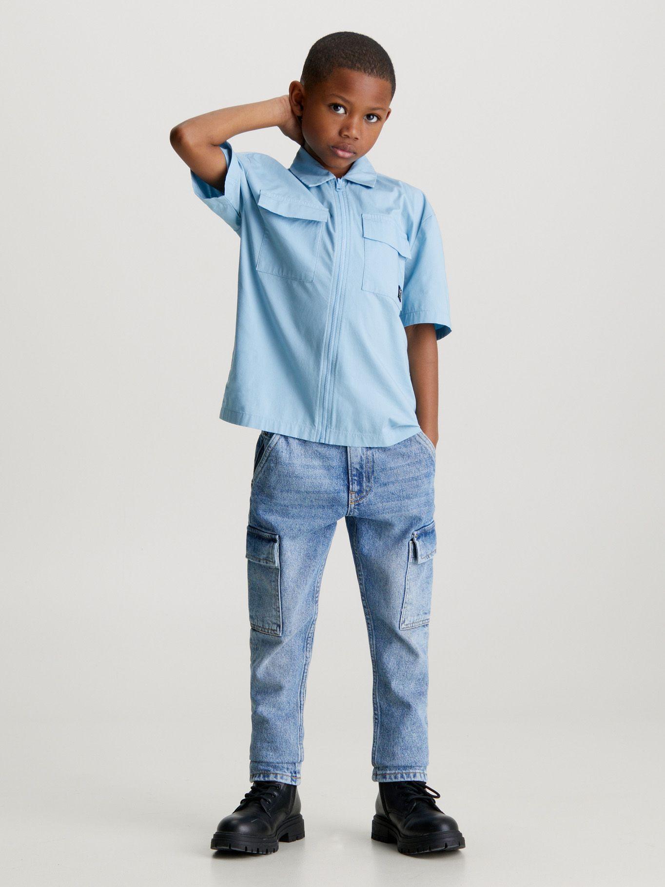 Camisa Niño Popeline Celeste Calvin Klein-1