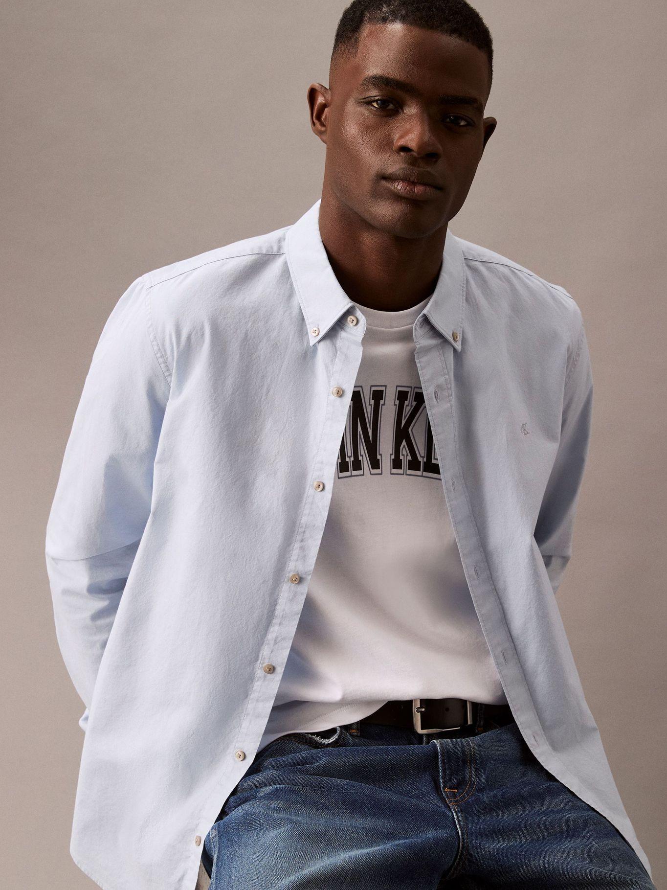 Camisa Oxford Clásica Celeste Calvin Klein-4