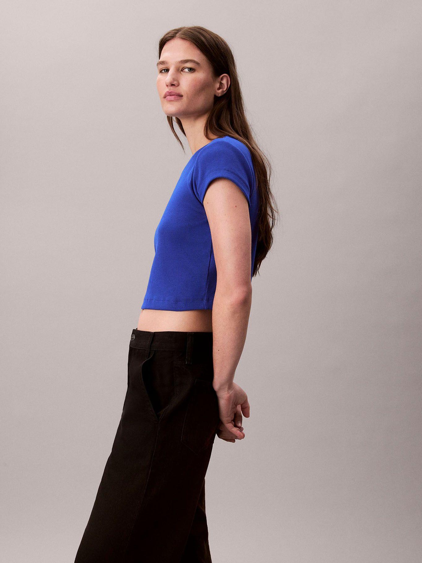 Polera con Tejido Acanalado Azul Calvin Klein-3