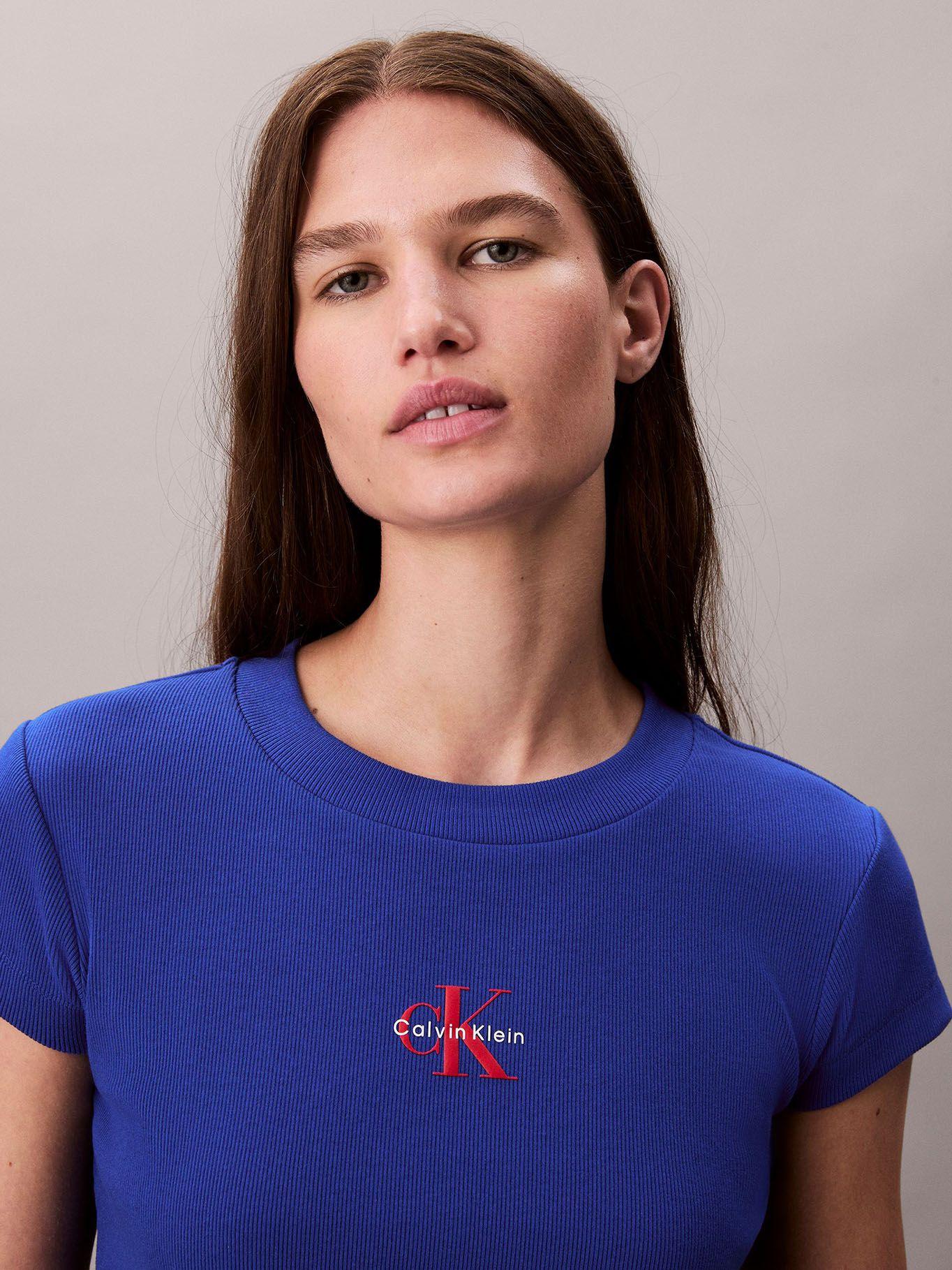 Polera con Tejido Acanalado Azul Calvin Klein-4