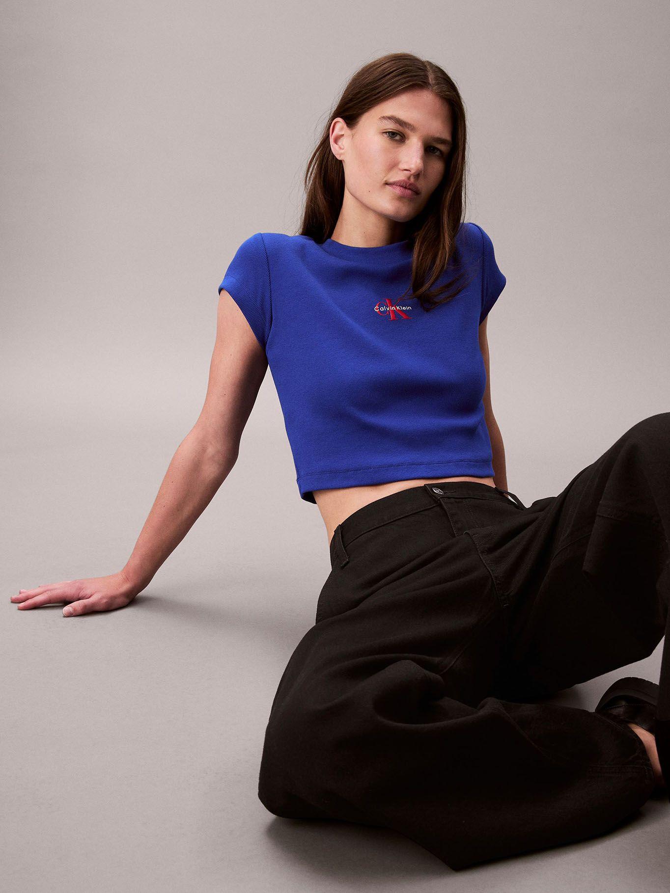 Polera con Tejido Acanalado Azul Calvin Klein-5